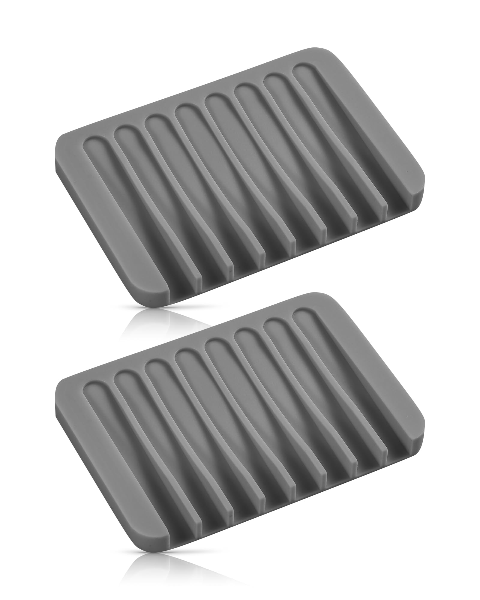 Jomeech Bathroom Soap Dish, Silicone Soap Holder For Bar Soap, Pack Of 2 (Dark Gray)