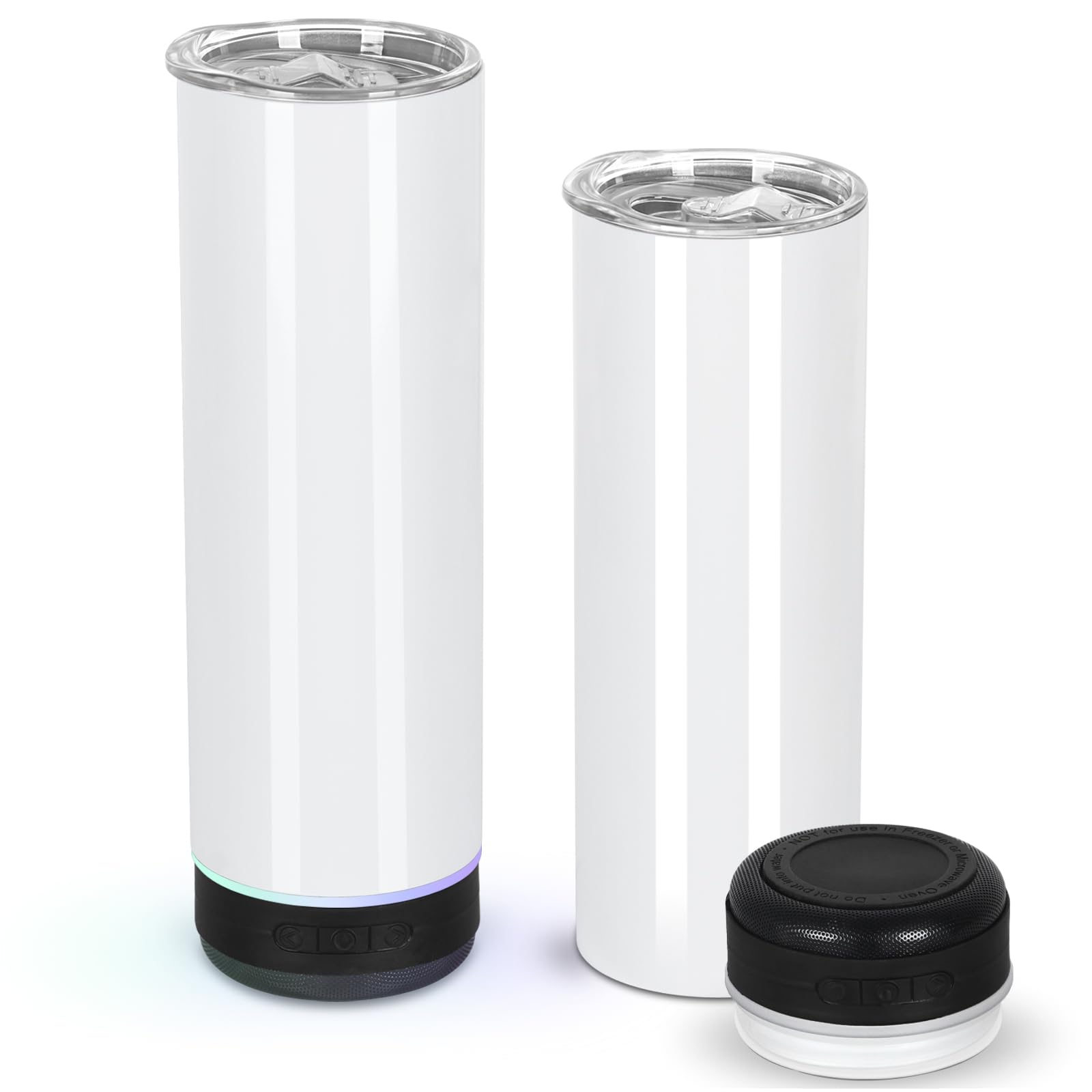 Micellwuu 2 Pack 20 Oz Music Speaker Tumbler, Sublimation Music Tumbler Blanks, Double Wall Vacuum Insulated Coffee Mug with Det
