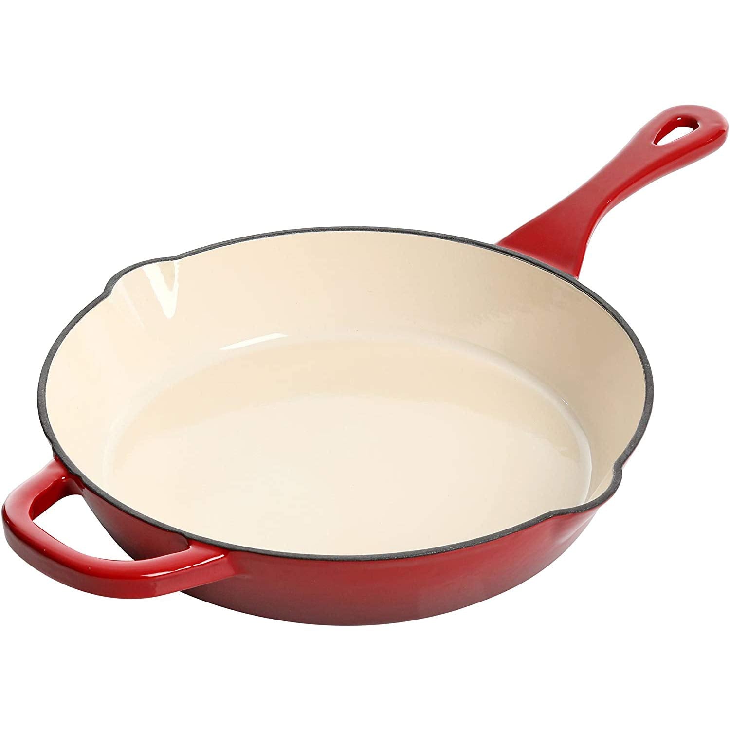 Crock-Pot 10 Inch Enameled Cast Iron Skillet with Handles - Ideal for Searing, Roasting, Frying - Even Heat Distribution, Pour S
