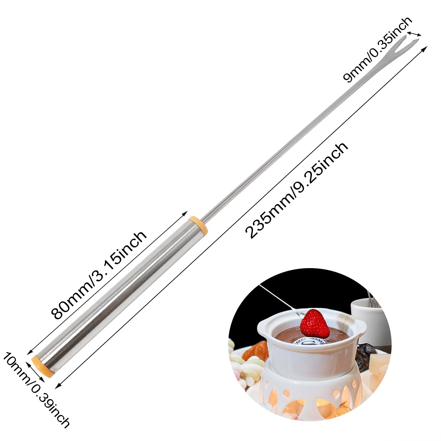 Honbay 12Pcs Stainless Steel Fondue Forks Fondue Skewers With Heat Resistant Handle For Fruit Chocolate Fountain Marshmallow Shr