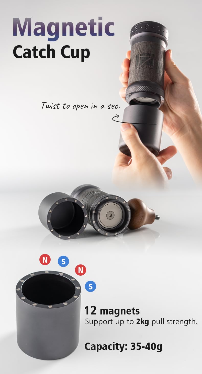 1Zpresso K-Ultra Manual Coffee Grinder Silver With Carrying Case, Assembly Consistency Grind Stainless Steel Conical Burr, Folda