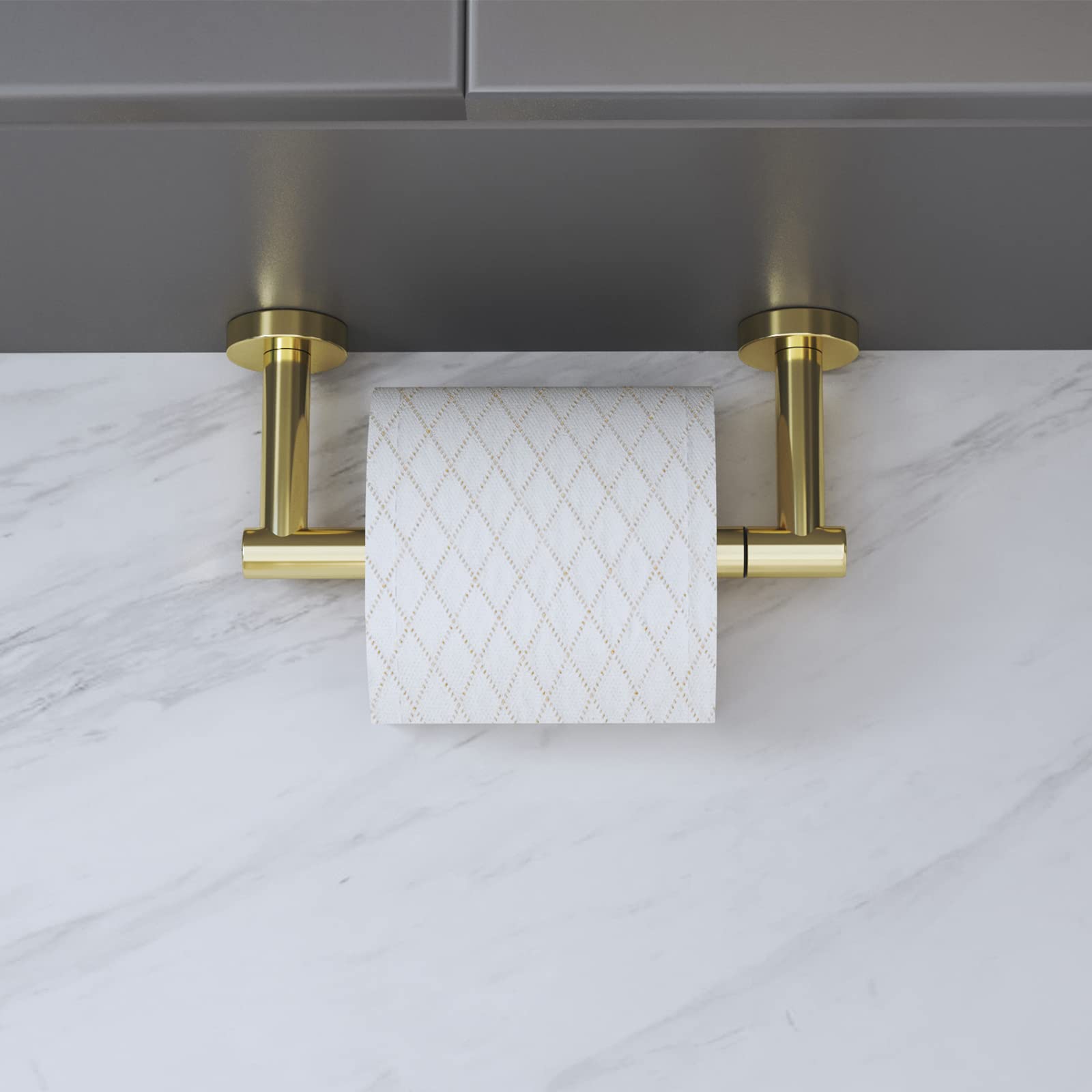 Pokim Gold Toilet Paper Holder - Metal Bathroom Flexible Pivoting Tissue Handle On Wall Mounted, Sus 304 Stainless Steel Adjusta