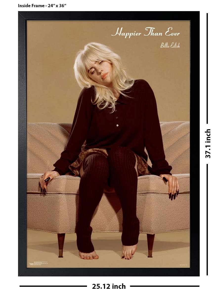 Billie Eilish - Happier Than Ever - Couch Poster - Officially Licensed - 24'' X 36'' With Frame Black Color