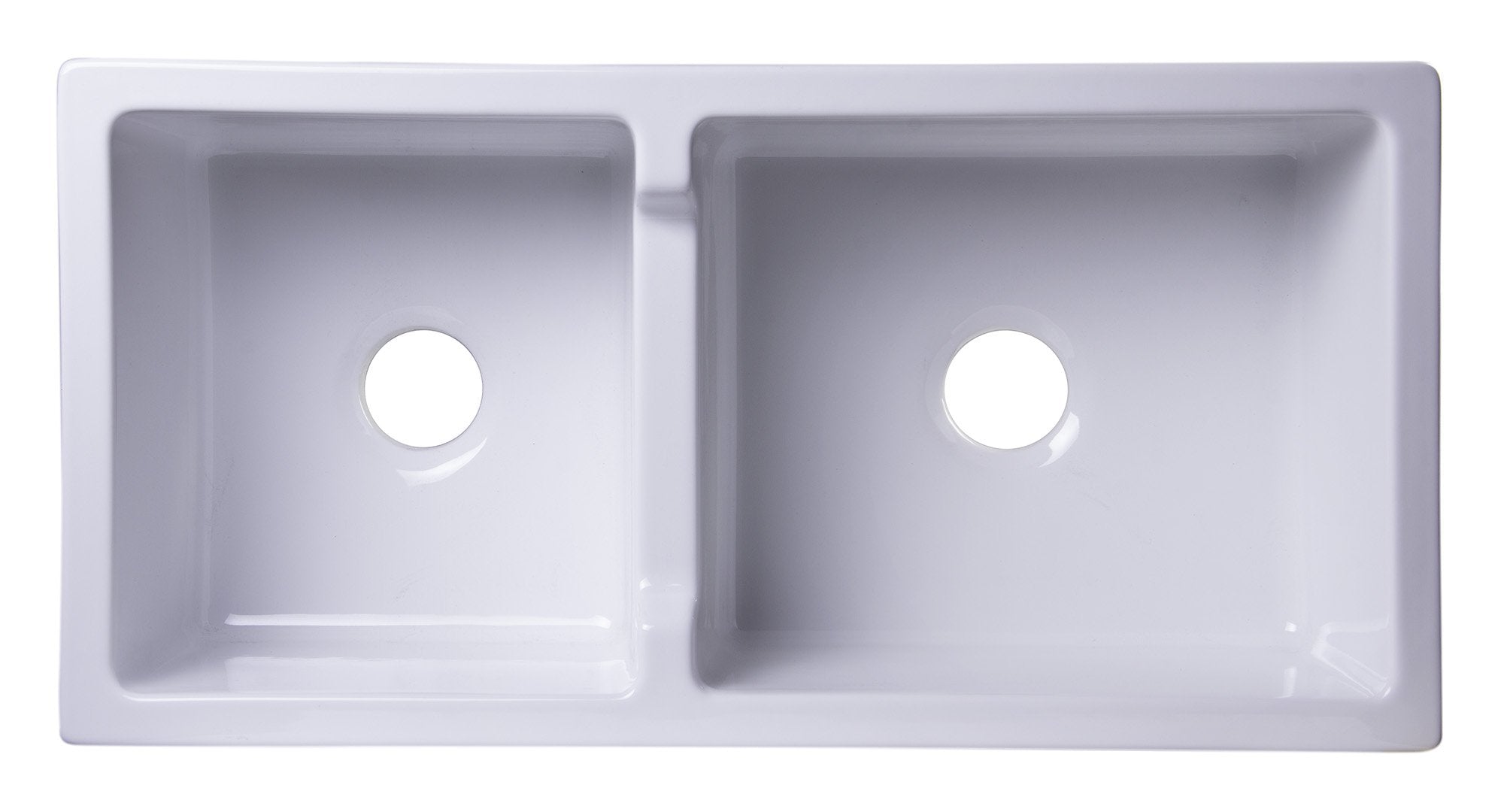 Alfi Brand Ab3618Db-W Smooth Thick Wall Fireclay Double Bowl Farm Sink, 36'', White