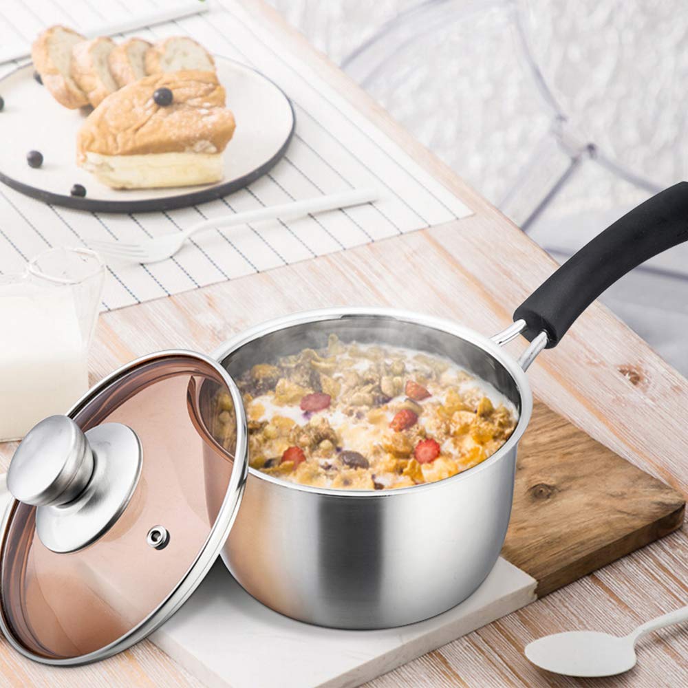 Teamfar Saucepan With Lid, 2 Qt Sauce Cooking Pot Milk Pan Stainless Steel, Professional With Long Heatproof Handle For Home Kit