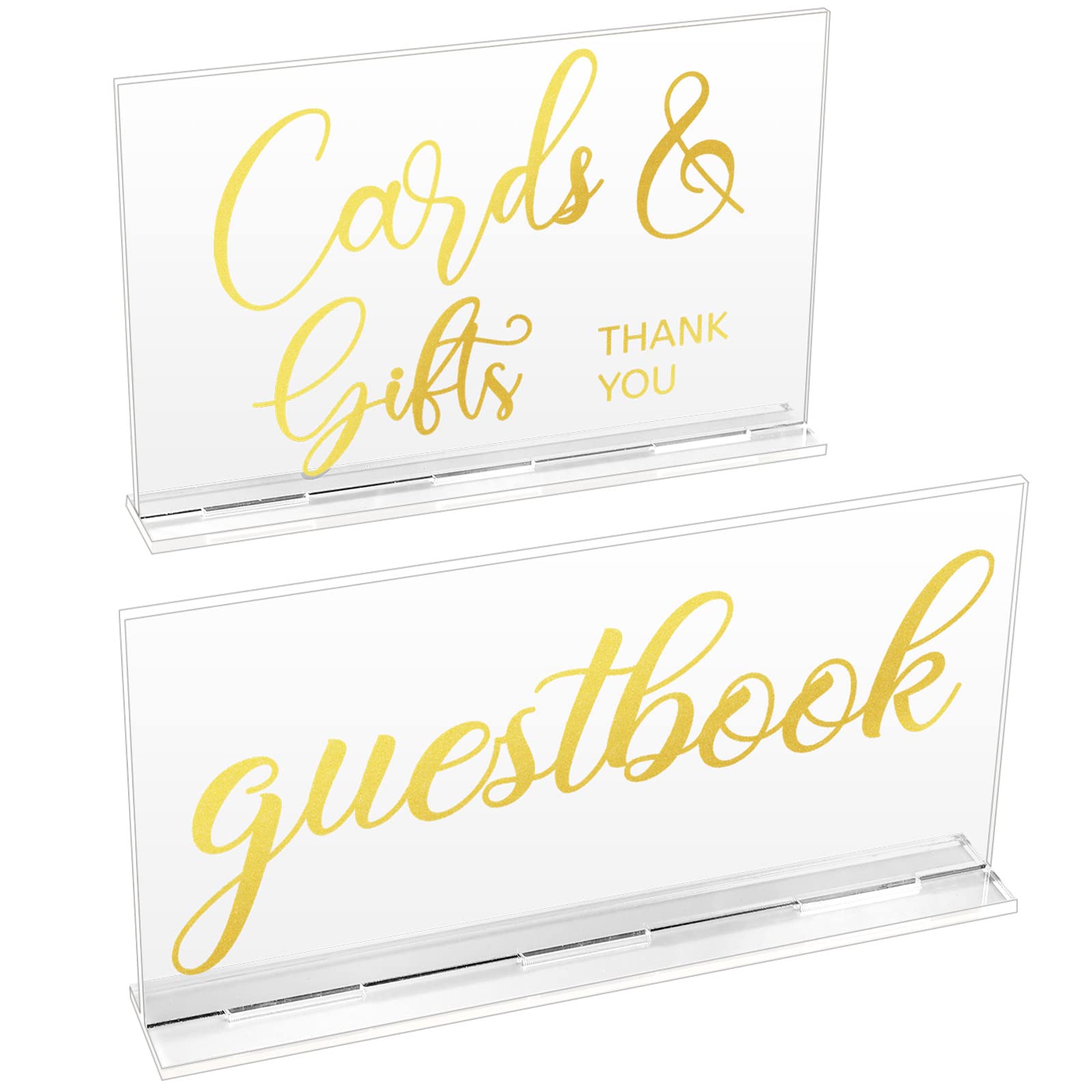 Yulejo 2 Pcs Acrylic Wedding Signs for Ceremony and Reception Please Sign The Guestbook Wedding Reception Sign Cards and Gifts S