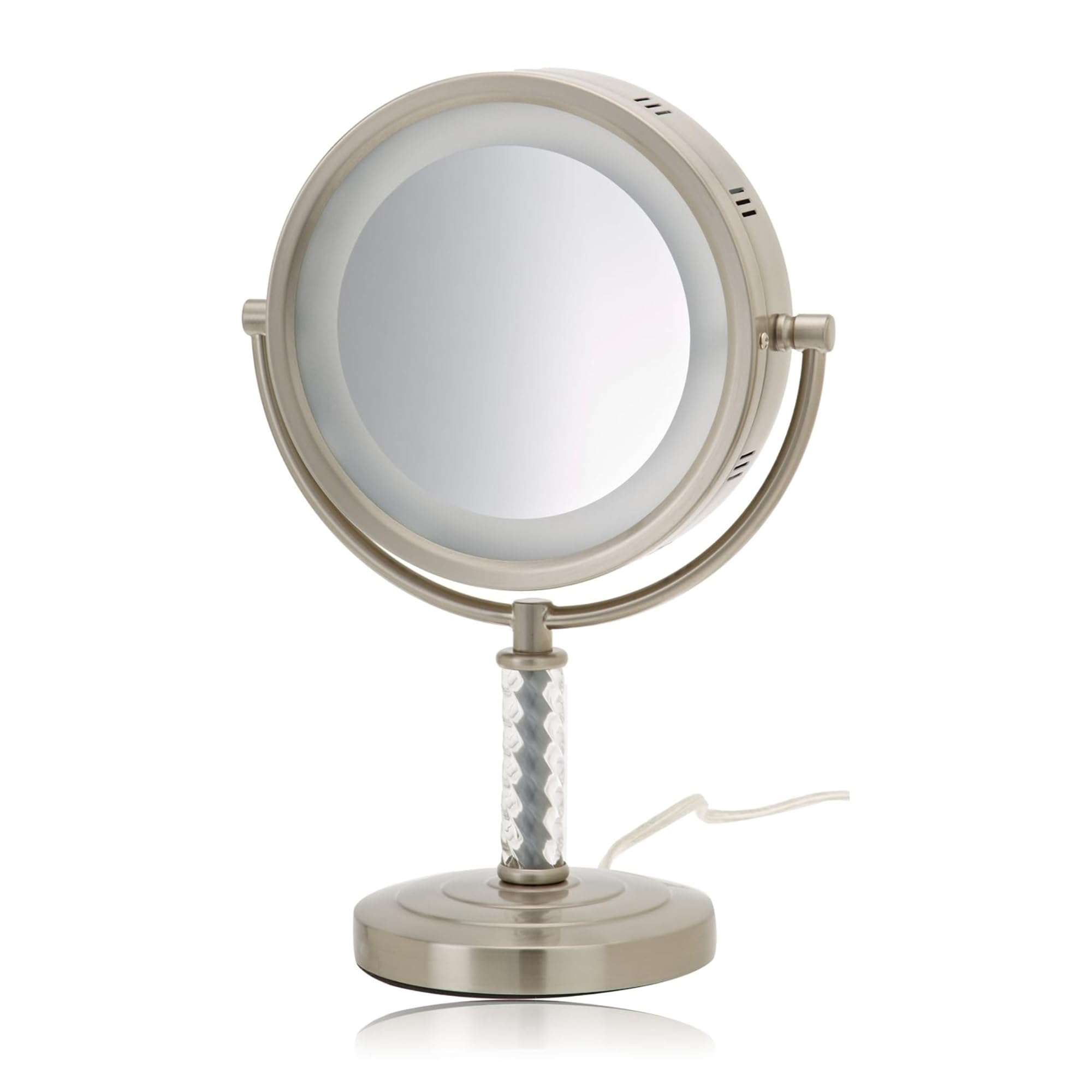 Jerdon Style Hl856Mnc 8 In.- 6X-1X Lighted Table Top Mirror- Nickel- Height 14 In.