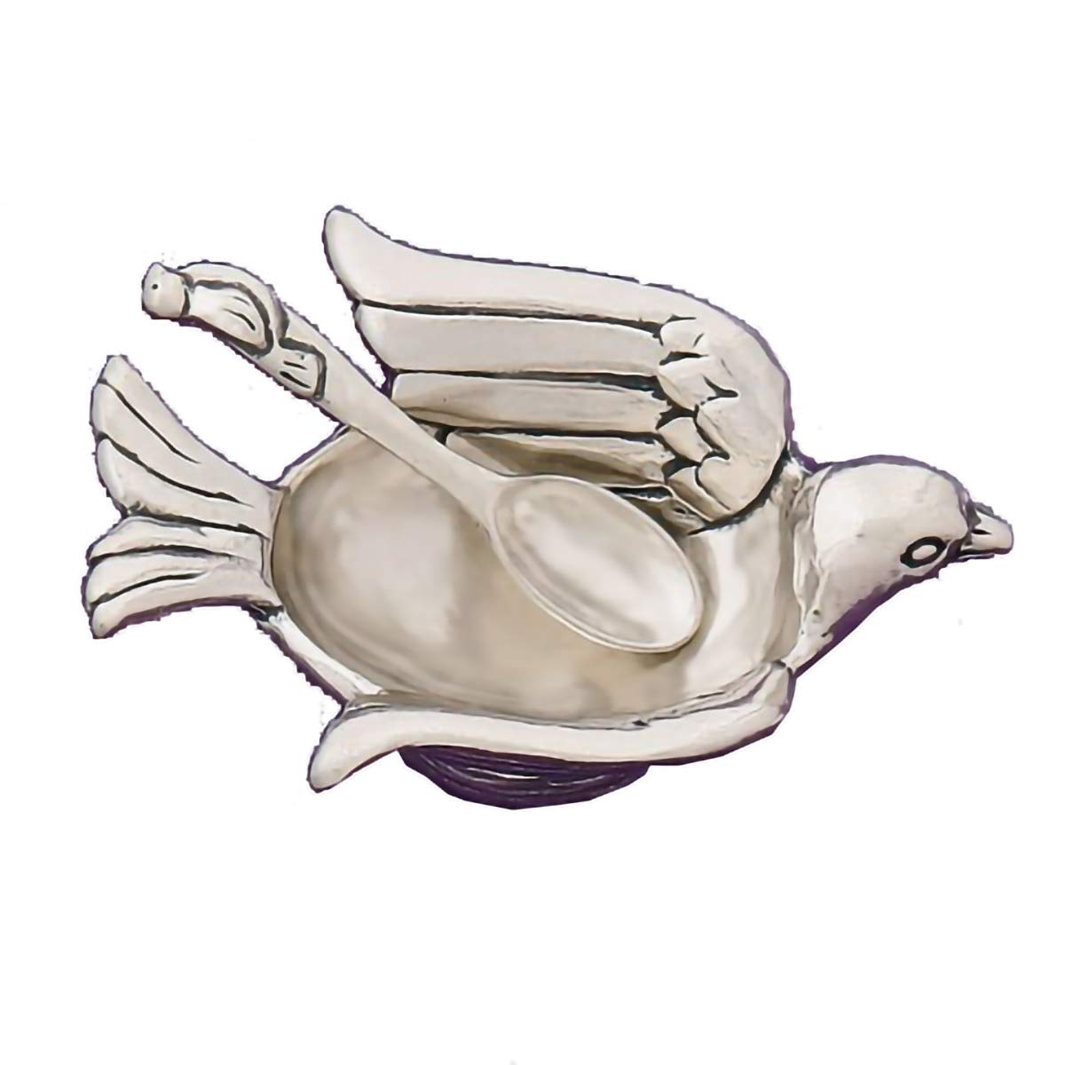 Basic Spirit Basic Spirit Salt Bowl With Spoon - Bird - Pewter Cellar Container Box ...