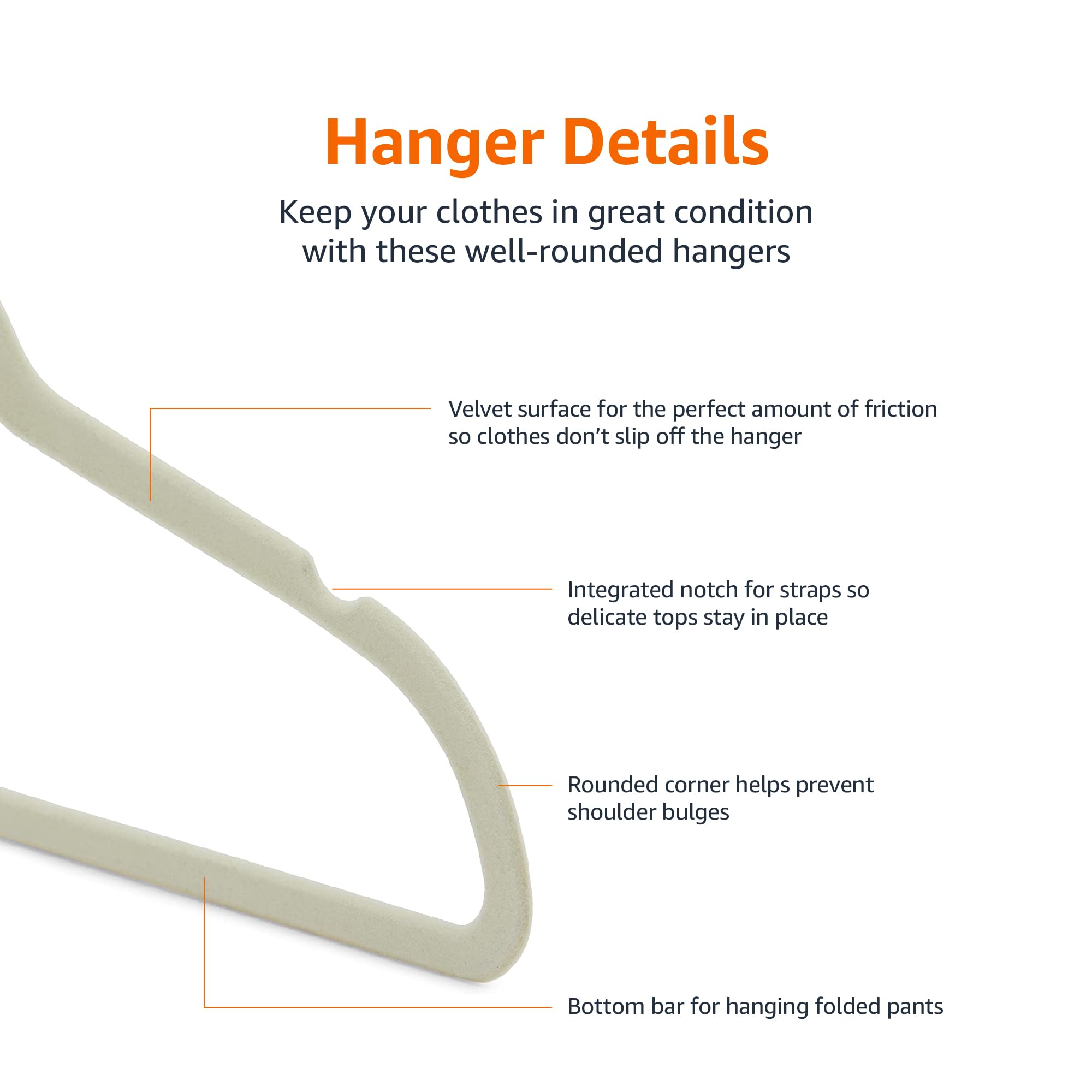 Amazon Basics Kids Velvet, Non-Slip Clothes Hangers For Infant And Toddler, 11.6 Inches (For Baby Clothes), Pack Of 50, Blush