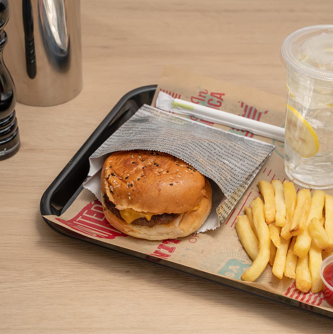 Restaurantware Bag Tek 5.9 X 1.2 X 6.5 Inch Burger Wrappers 100 Greaseproof Sandwich Wraps - Freezer-Safe Heat-Resistant Printed