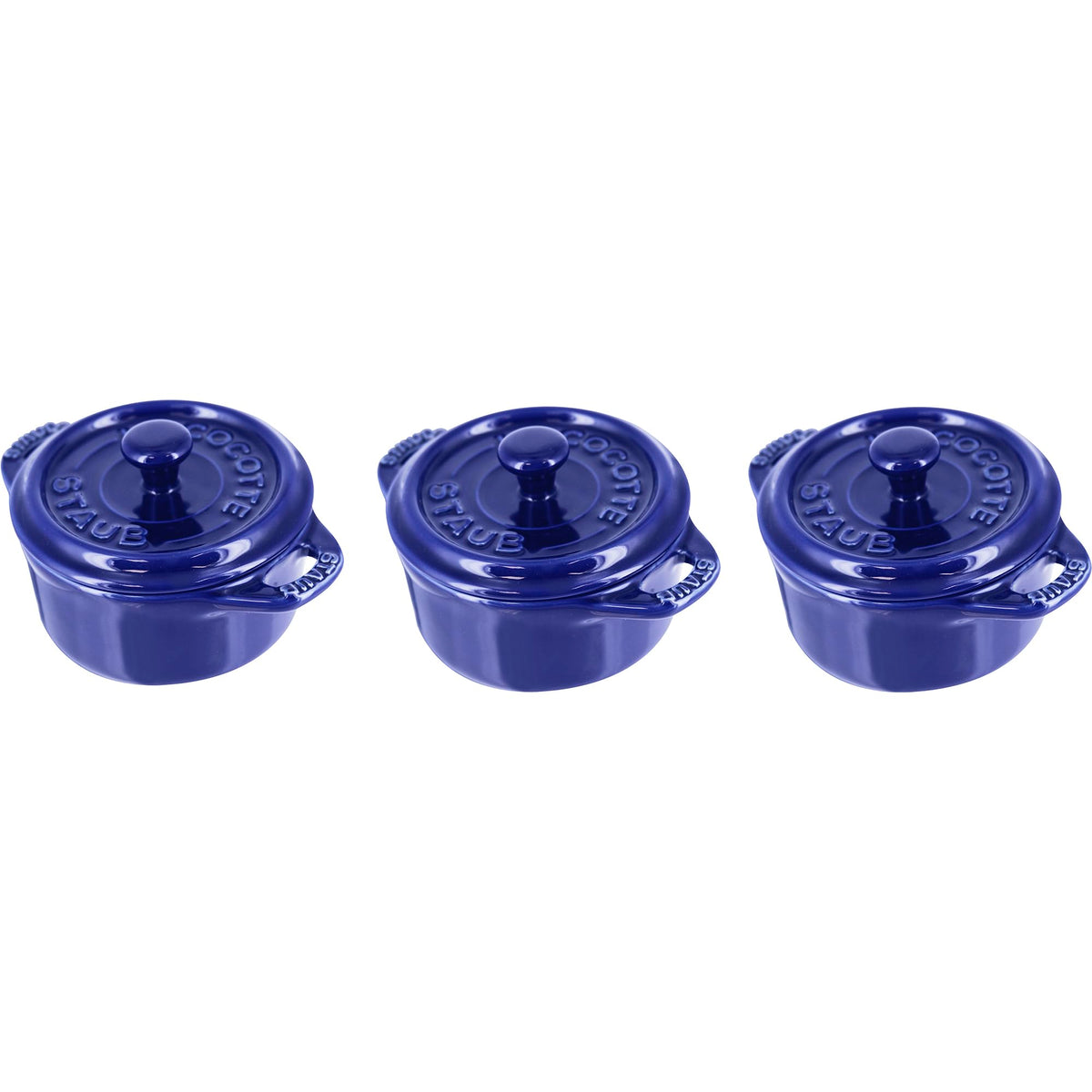 Staub Ceramics Dutch Oven 3-Piece Mini Round Cocotte, Dark Blue