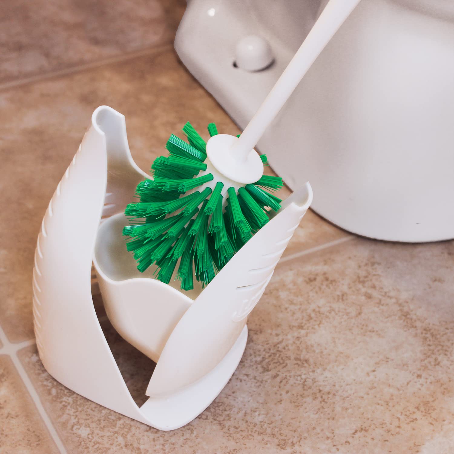 Libman Designer Bowl Brush And Caddy - 2 Pack - Toilet Brush And Holder Set, Non-Scratch, Bathroom Brush, Hygenic Caddy With Dry