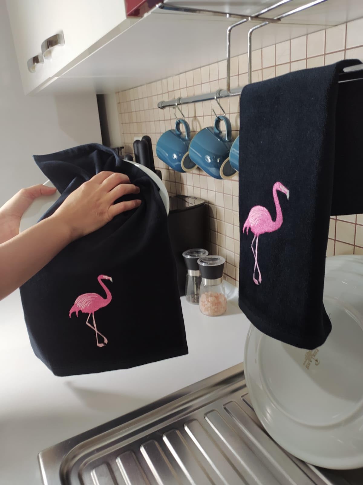 2 Pack Hot Pink Filamingo Hand Towels, 100% Soft Cotton, Basket Stuffers, (12X20 Inches) Decor Hand Towels Gift Packed, Decorati