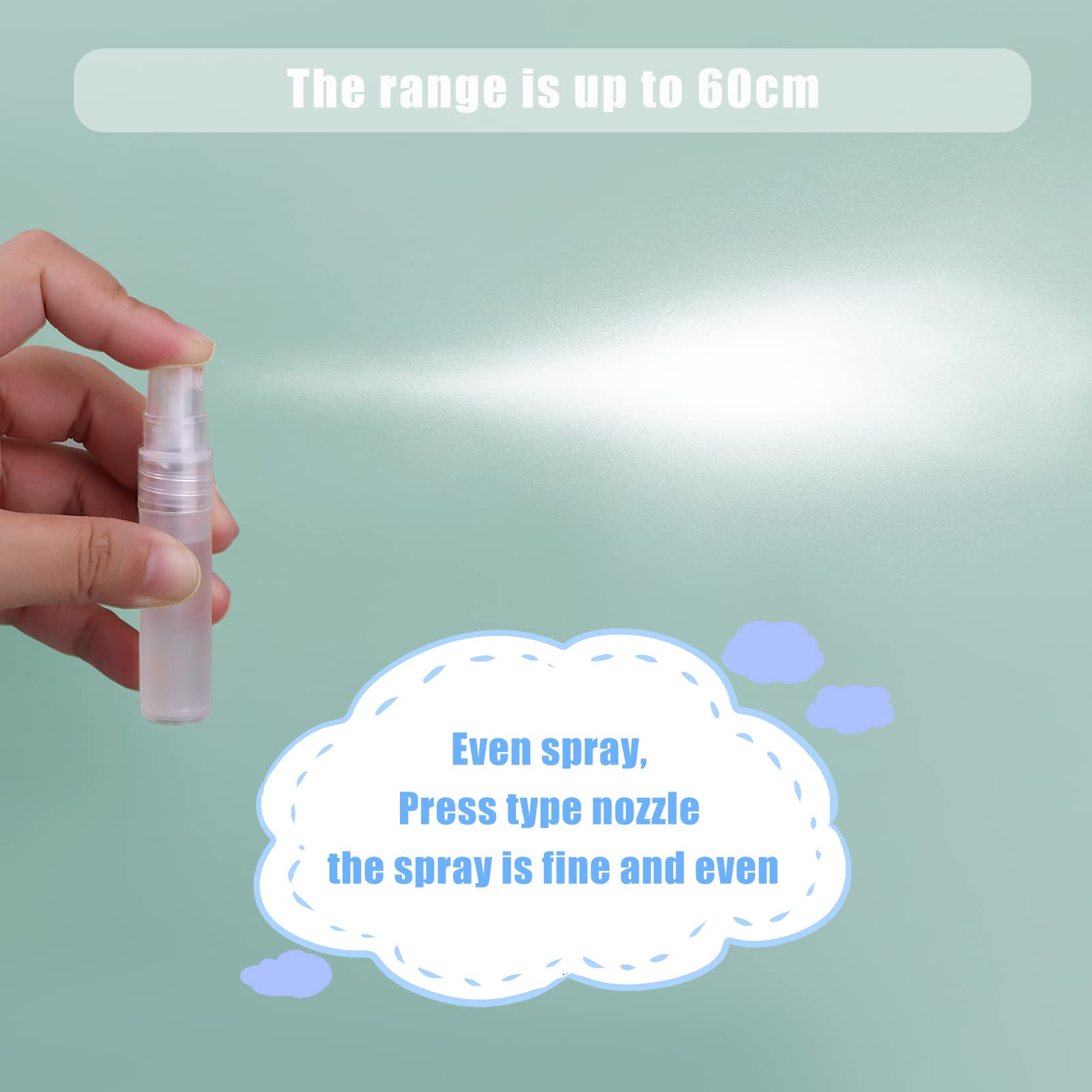 Kinbom 5Pcs Perfume Atomizers Refillable, Plastic Spray Bottles For Travel Mister Empty Spritzer Bottles For Hair Face Plants (5