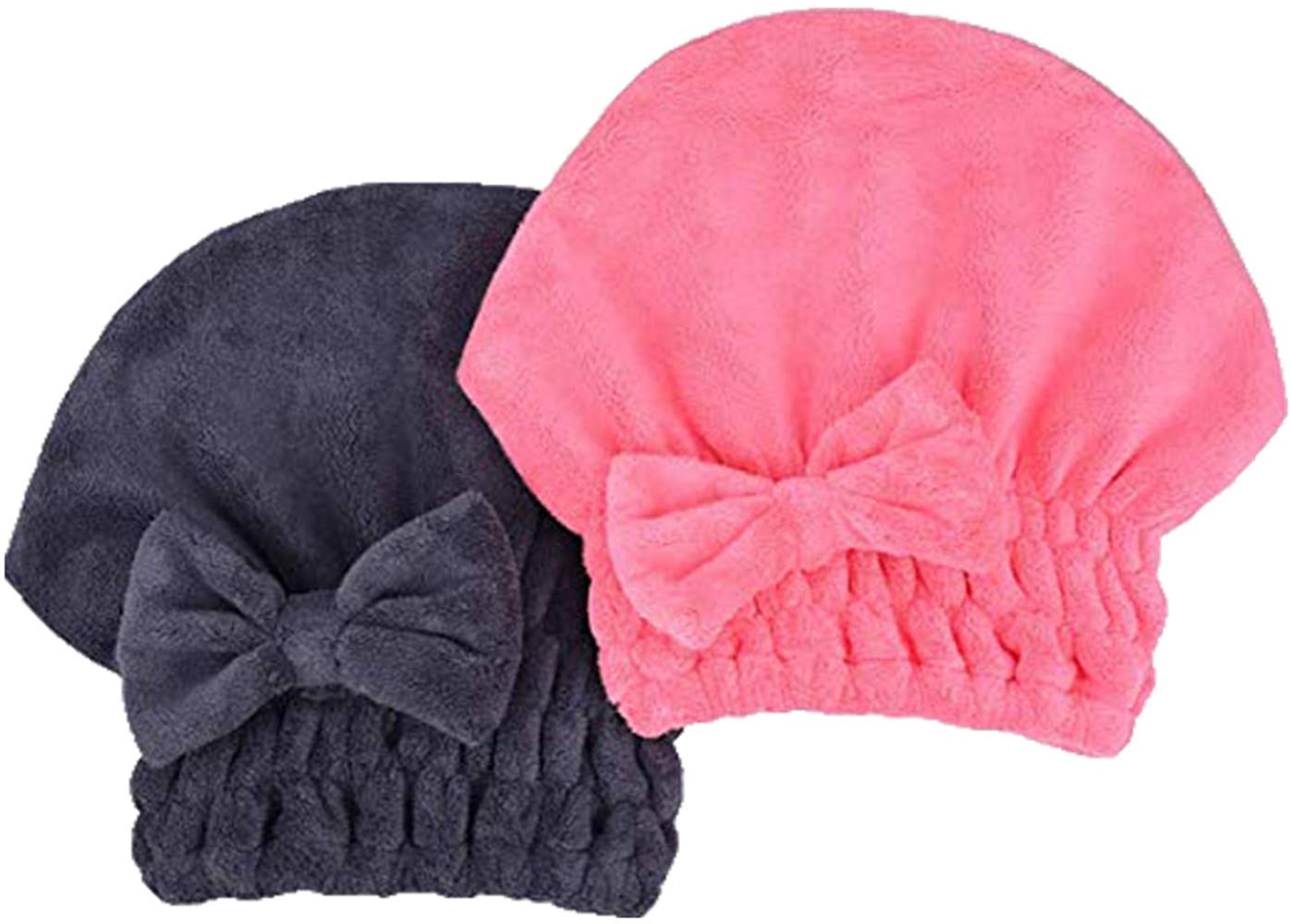 MAYOUTH Microfiber Hair Drying Towels Head wrap with Bow-knot Shower Cap Hair Turban hairWrap Bath Cap for Curly Long & Wet Hair