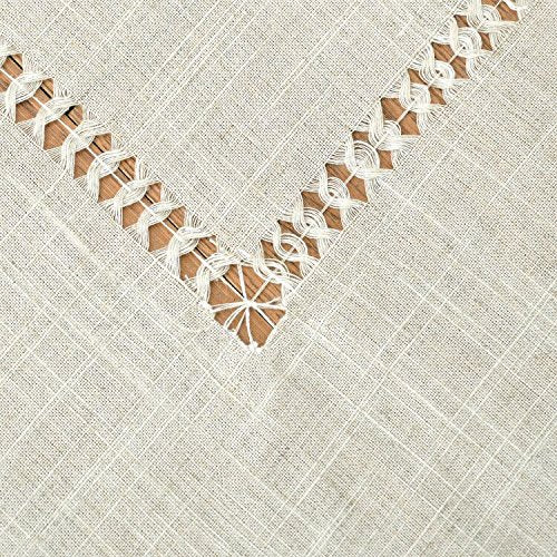 Grelucgo Small Double Hemstitch Solid Color Natural Tablecloth for Coffee Table  Round 36 Inch