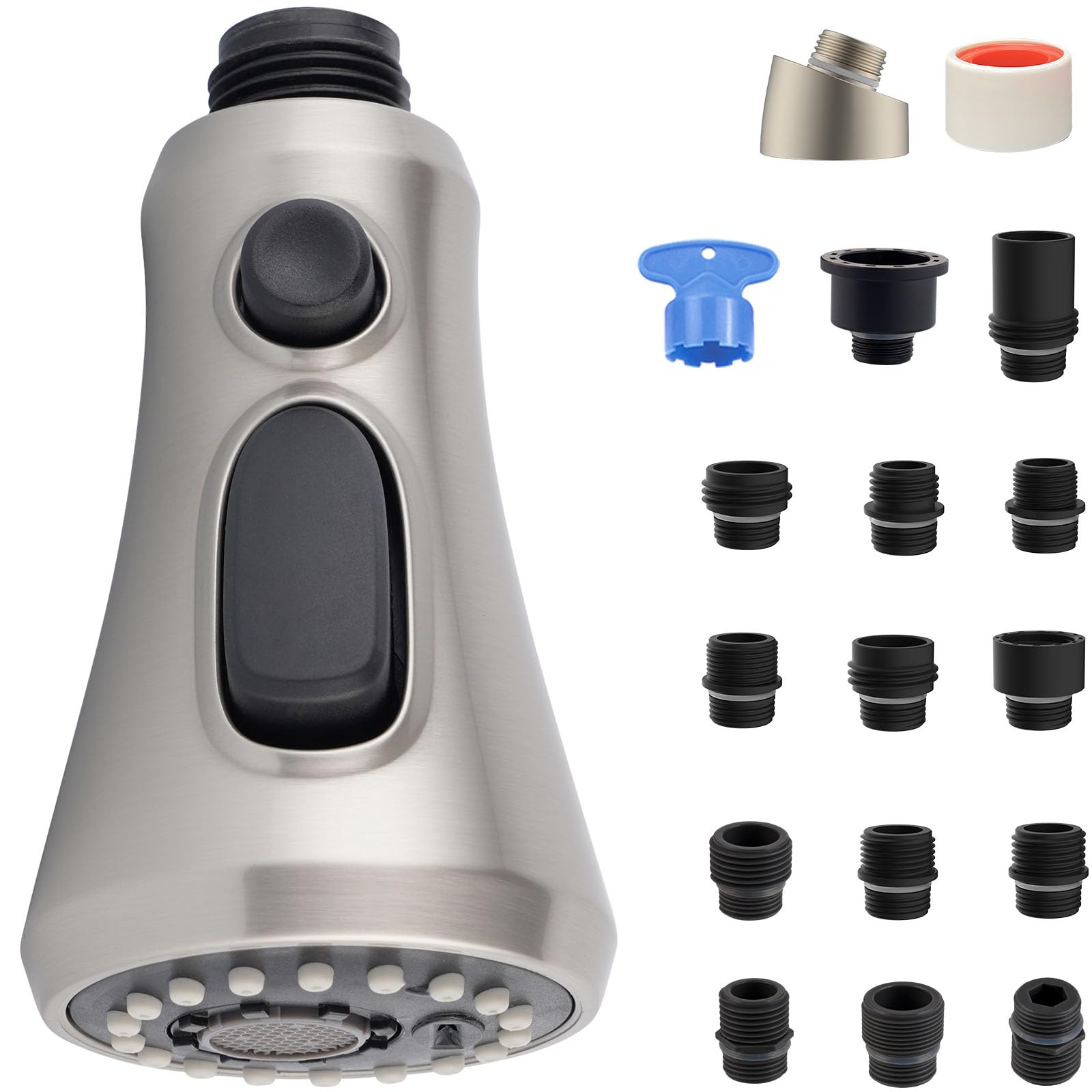 Universal Pull Down Kitchen Faucet Head Replacement, 3 Function Anti-Splashing Faucet Head For Kitchen Sink, Kitchen Faucet Head