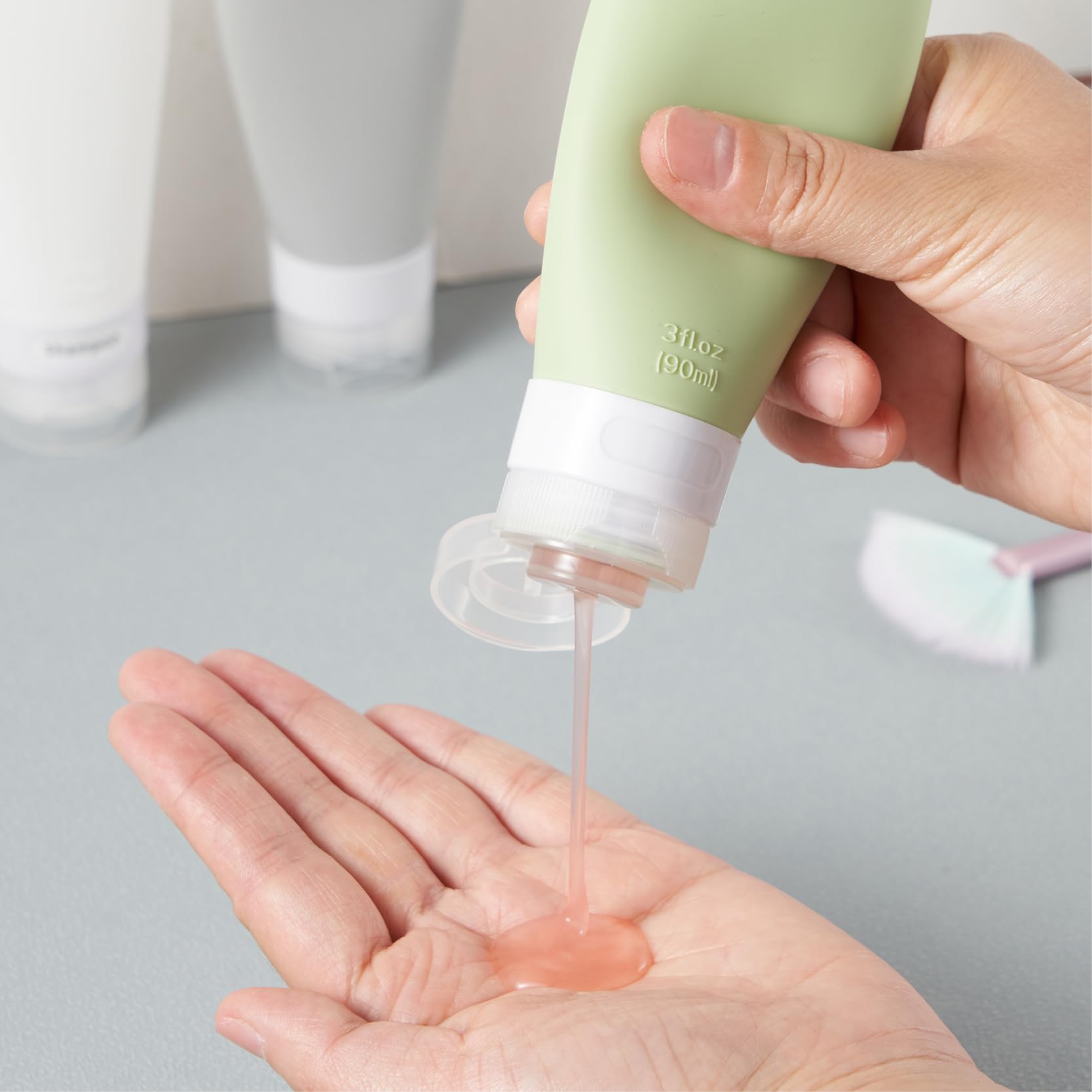 Insfit Travel Bottles, 3Oz Silicone, Tsa Approved, Bpa Free, Leak Proof, Refillable, Set Of 4, Green, For Toiletries, Shampoo, B