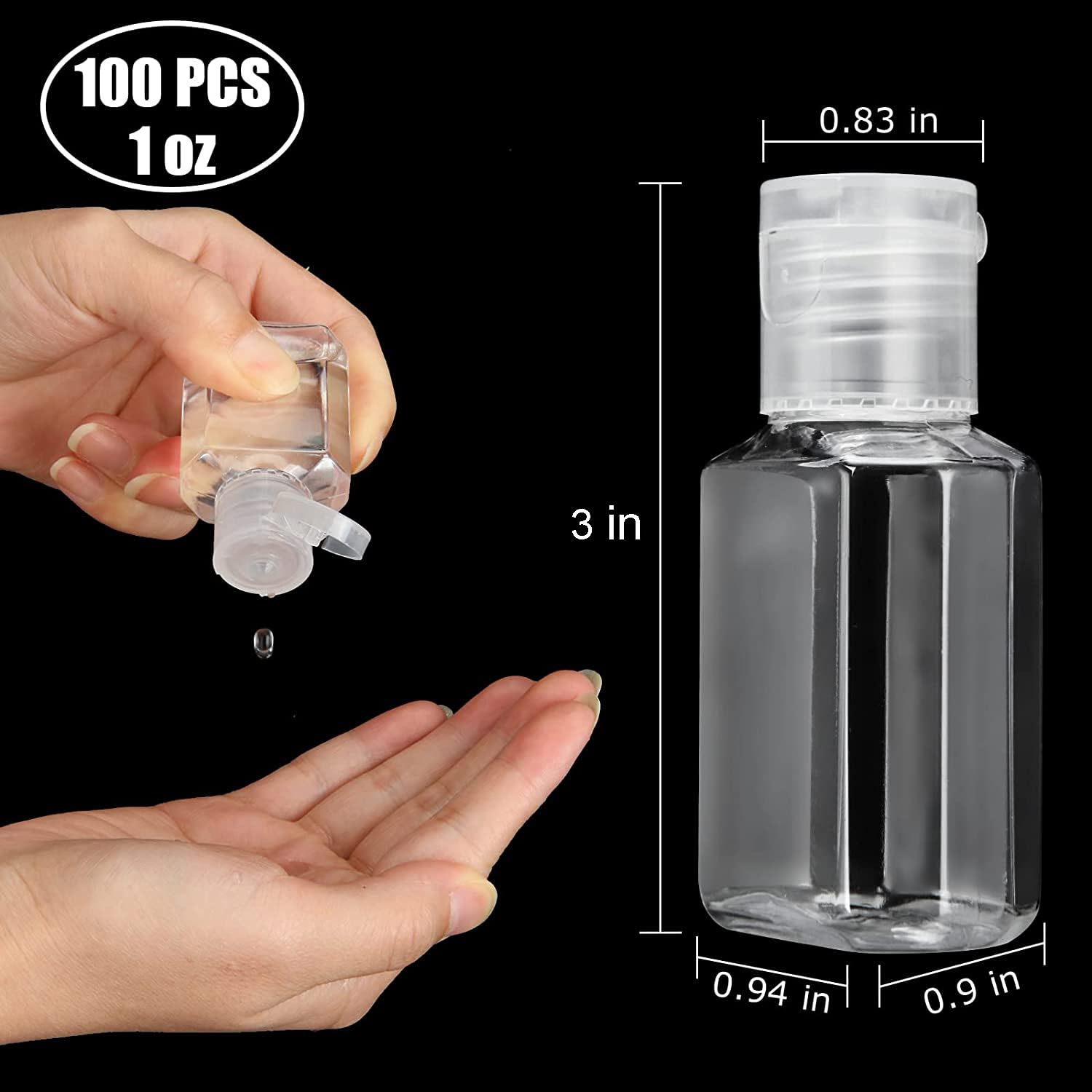 Apacali 100Pcs Plastic Travel Bottles 1Oz Mini Shampoo Bottles Small Empty Bottles Refillable Cosmetic Containers With Flip Cap