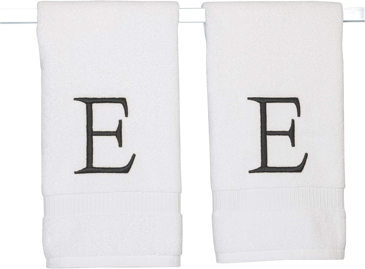 Black Monogram Hand Towel For Bathroom - Monogrammed Initial Hotel Quality Decorative Embroidered Luxury Towel For Powder Room,