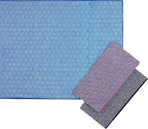 Mikura Double Gauze Tenugui, Japanese Towel, Seigaiha (Navy)