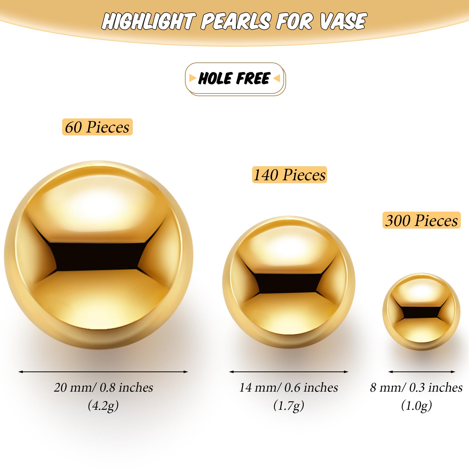 Junkin 500 Pcs Christmas Vase Filler Faux Pearls Vase Makeup Beads Bulk No Hole Gloss Pearl Beads Mixed Sizes Round Pearls for W
