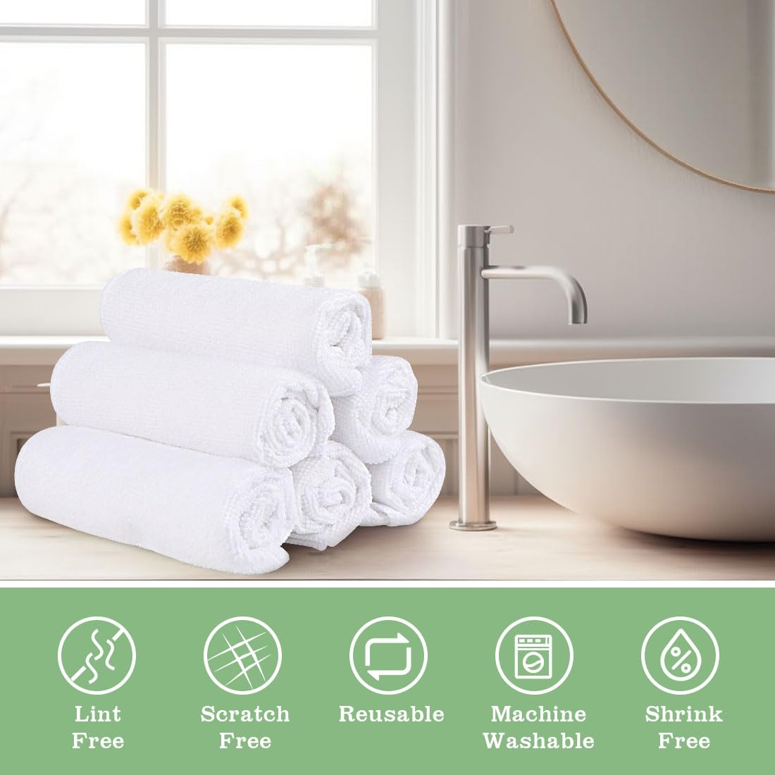 Unimade Washcloths Bulk - 100 Pack - Face Towels (12'' X 12''), Highly Soft Wash Cloths And Hand Towels, Fast Drying Multi-Purpo