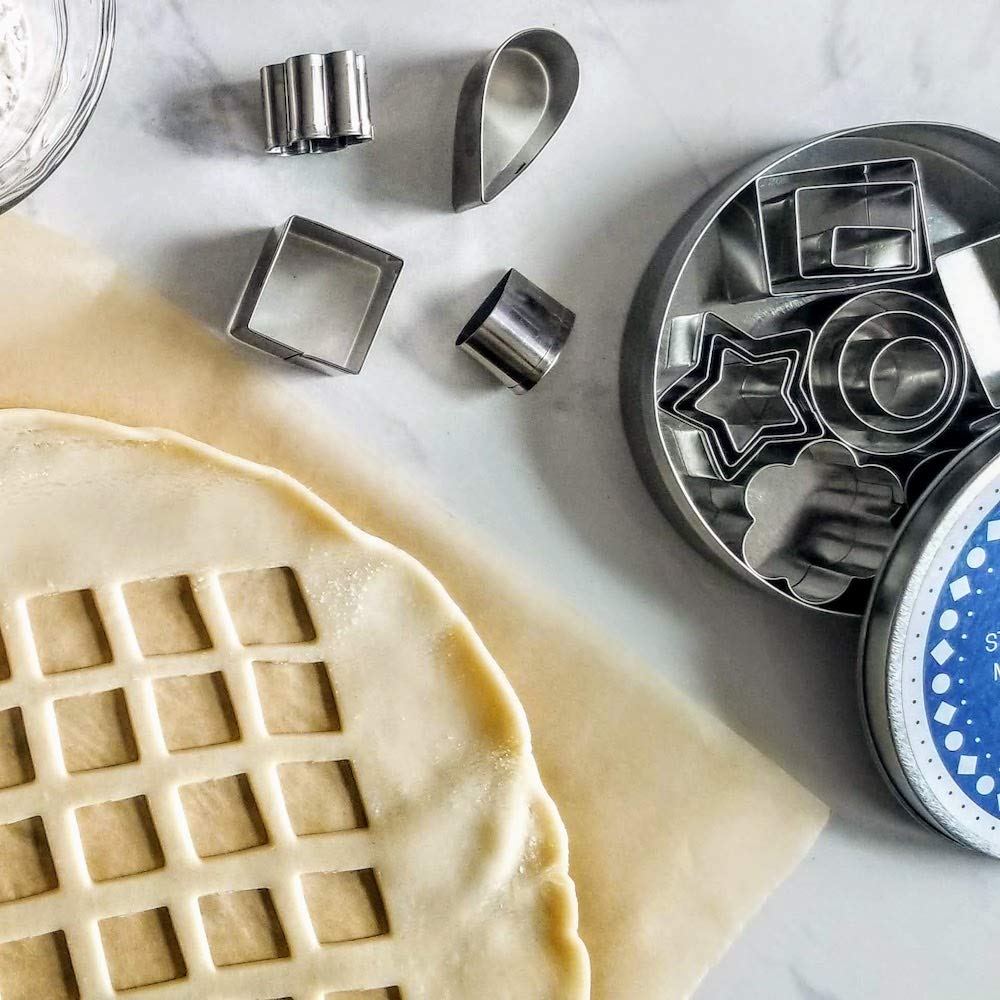 Ultra Cuisine Mini Cookie Cutter Shapes Set - 24 Small Molds To Cut Out Pastry Dough Pie Crust & Fruit - 304 Durable Stainless S
