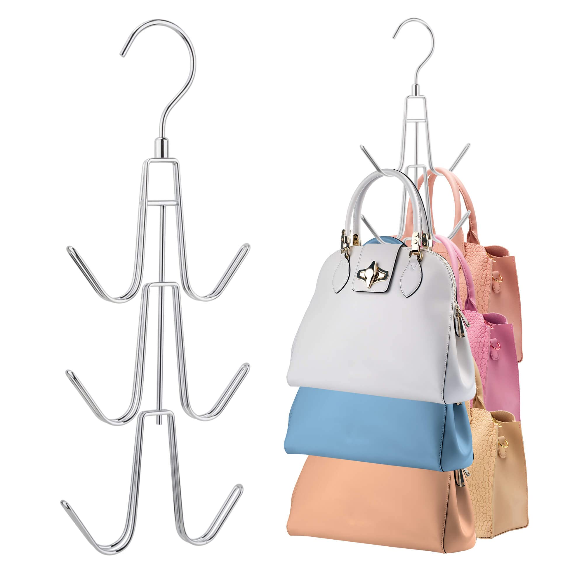 Podatol Rotatable Metal Clothes Hanger, Silver, 2 Pieces