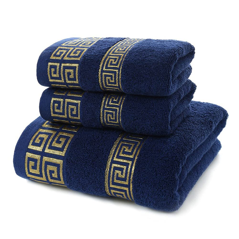 '100% Cotton Highly Absorbent Embroidered Towels 3-Piece Towel Set Hotel Bath Towel, 1 Bath Towels, 2 Hand Towels Extra Thick B