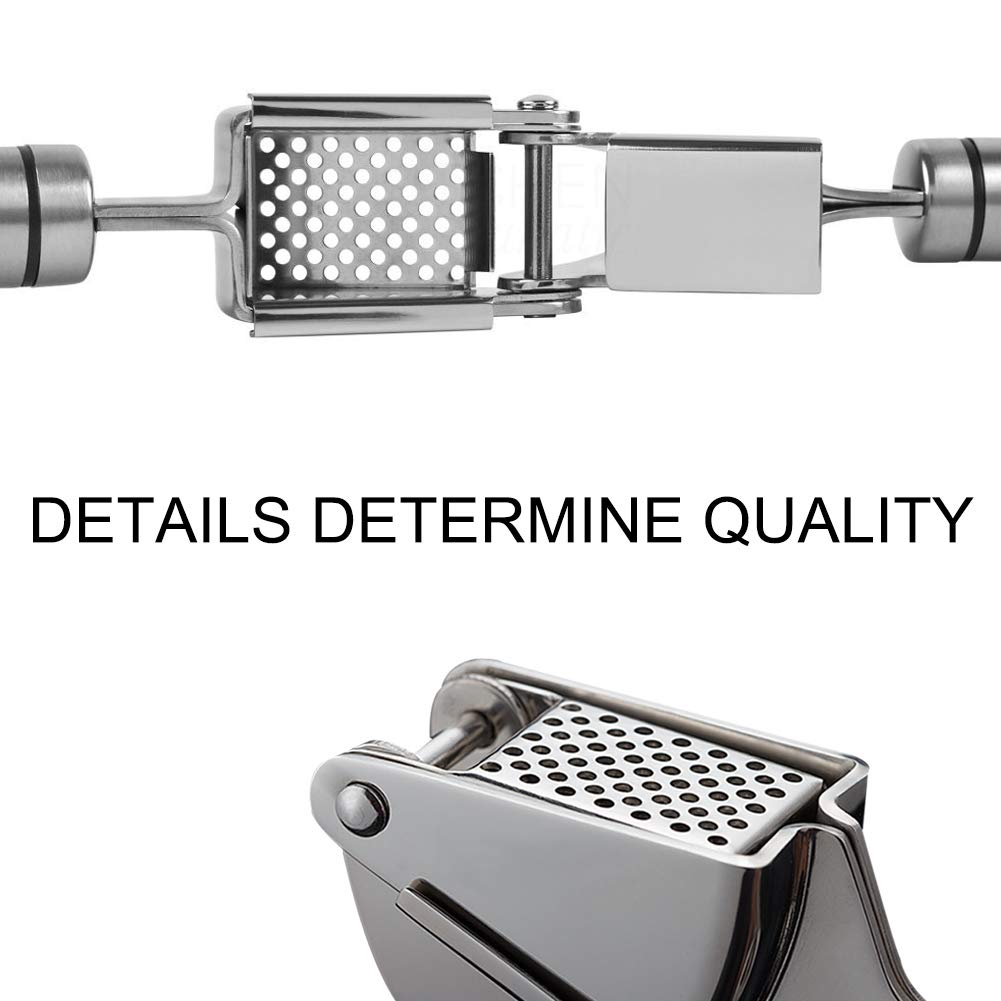 Sunkuka Premium Garlic Press Set - Large Capacity Stainless Steel Mincer, Crusher & Peeler, Ergonomic Design, Rust Roof, Easy Cl