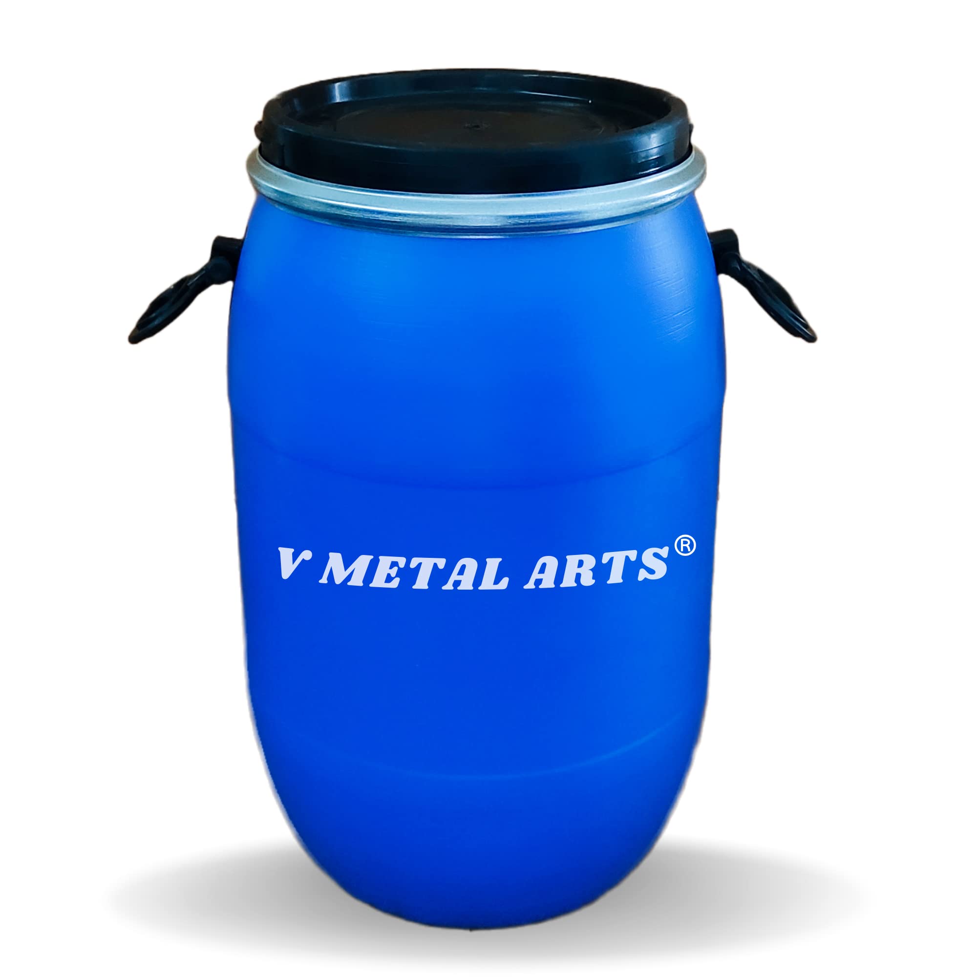 V Metal Arts Plastic Drum 30 Liter | Water Storage Drum | Unbreakable | Blue Pvc Drum | Chemical Storage Plastic Drum | Open Top