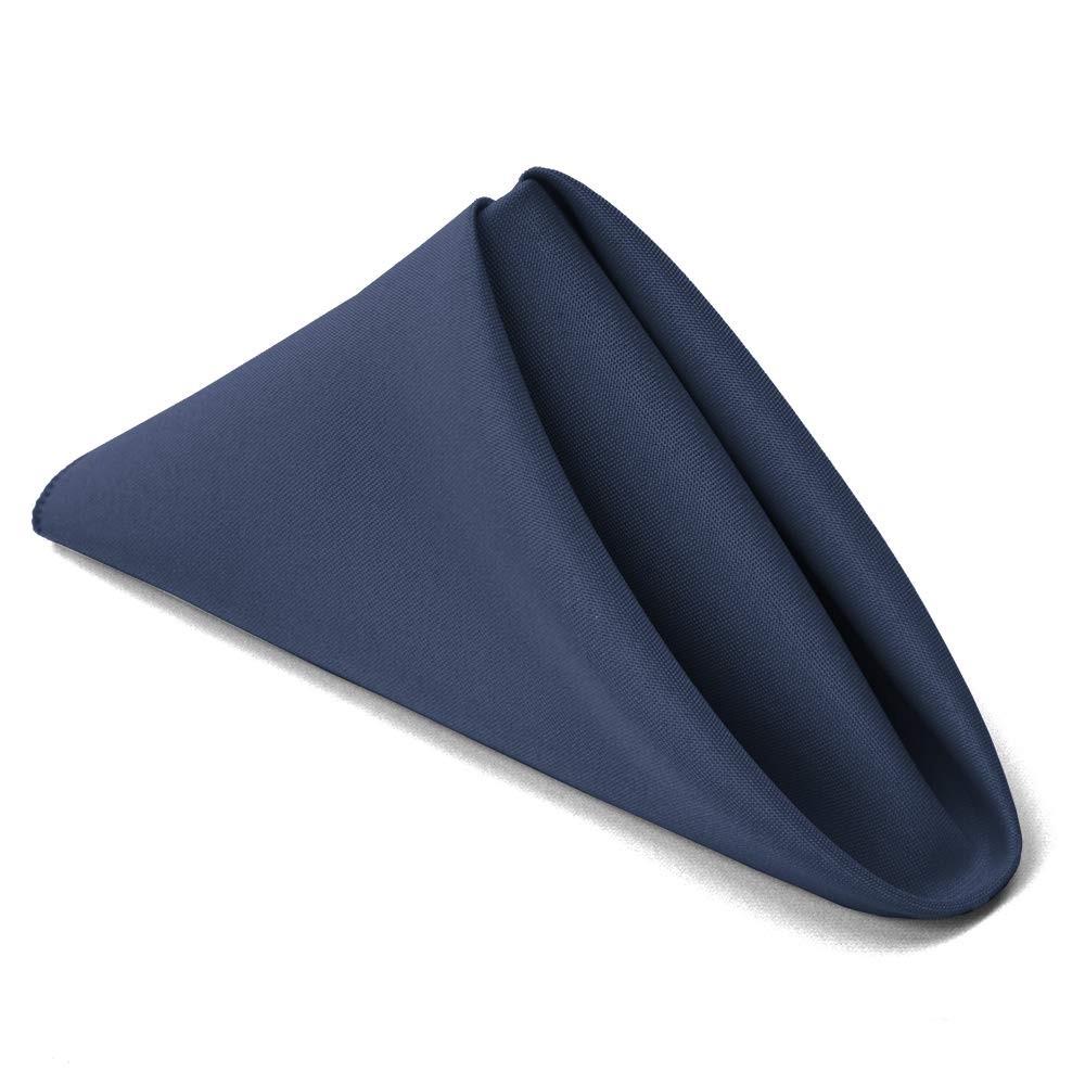 Tablelinensforless 17X17 Inch Polyester Cloth Napkins, Set Of 6 (Dark Blue)