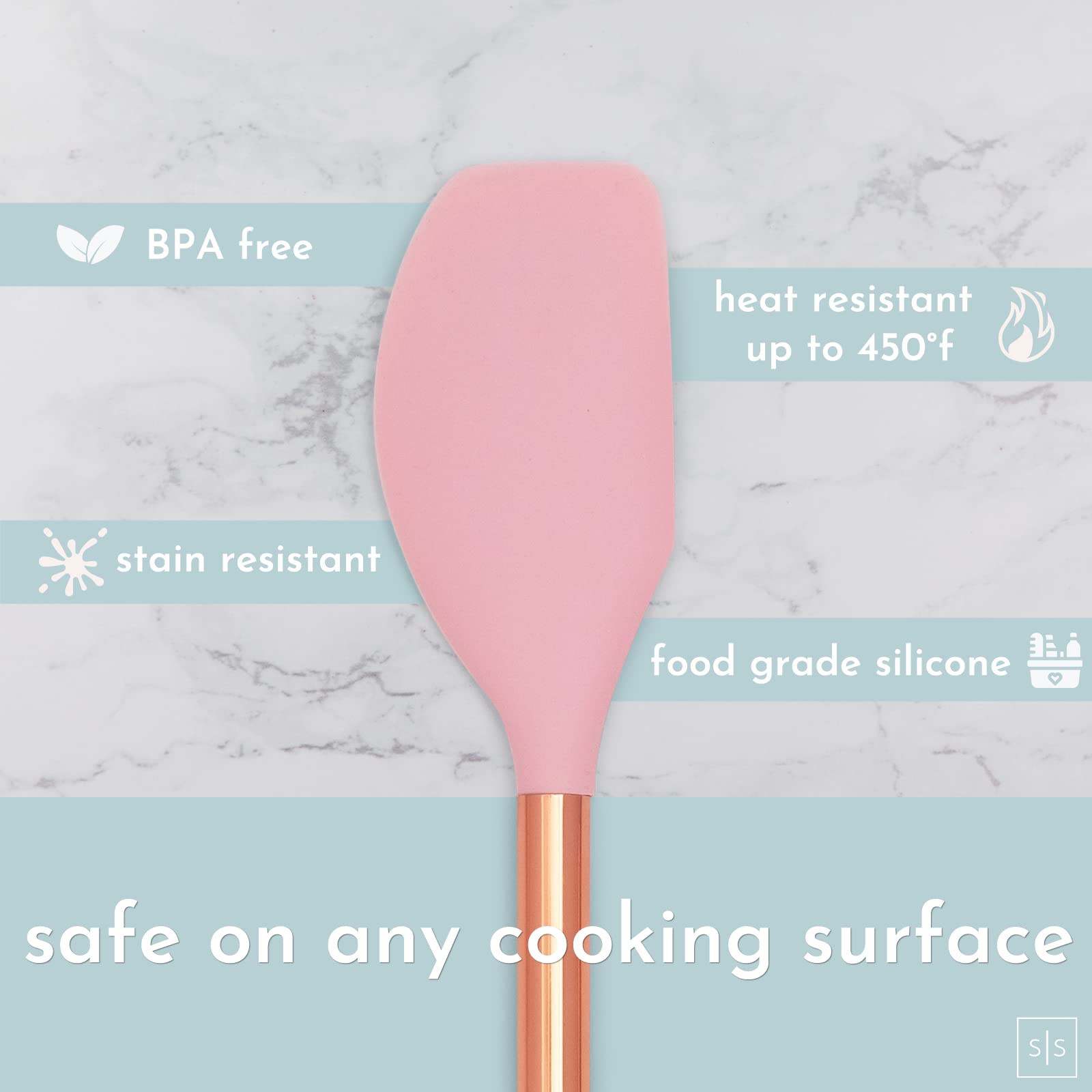 Copper And Pink Kitchen Utensils Set - 17-Piece Silicone Cooking Tools With Copper Utensil Holder And Pink Measuring Cups And Sp