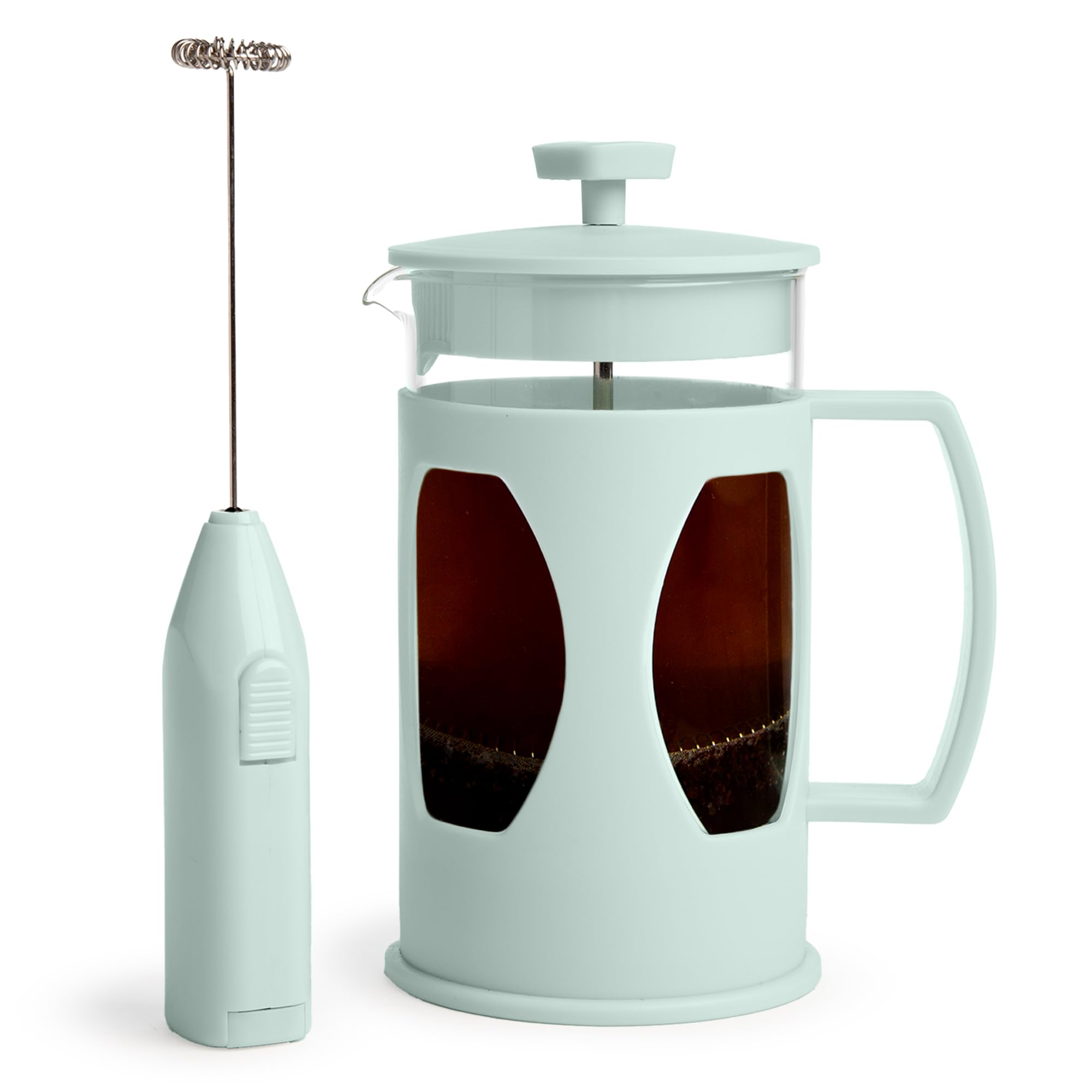 Tasty French Press and Frother Coffee Gift Set, Includes a 4.5-Cup Coffee Press and Battery Operated Handheld Milk Frother, Perf