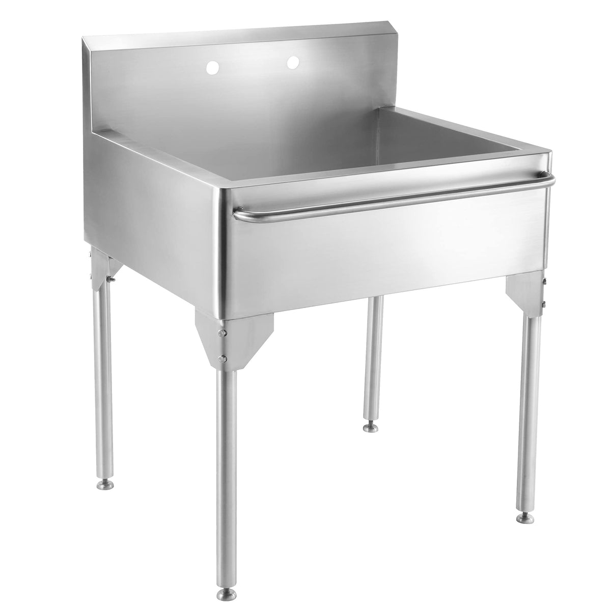 Whitehaus Wh302510-Np Pearlhaus Single Bowl Commercial Freestanding Utility Sink With Towel Bar