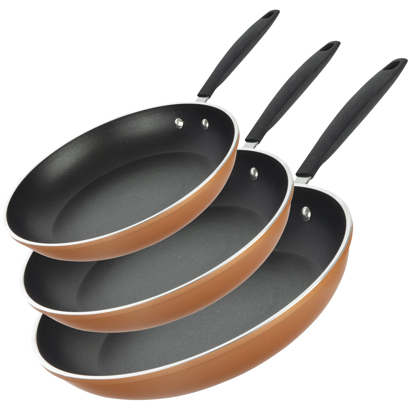 Gotham Steel Frying Pan Set, 3 Piece Nonstick Ceramic Copper Fry Pans Set, 8, 10 & 12 Nonstick Frying Pans, Nonstick Sk