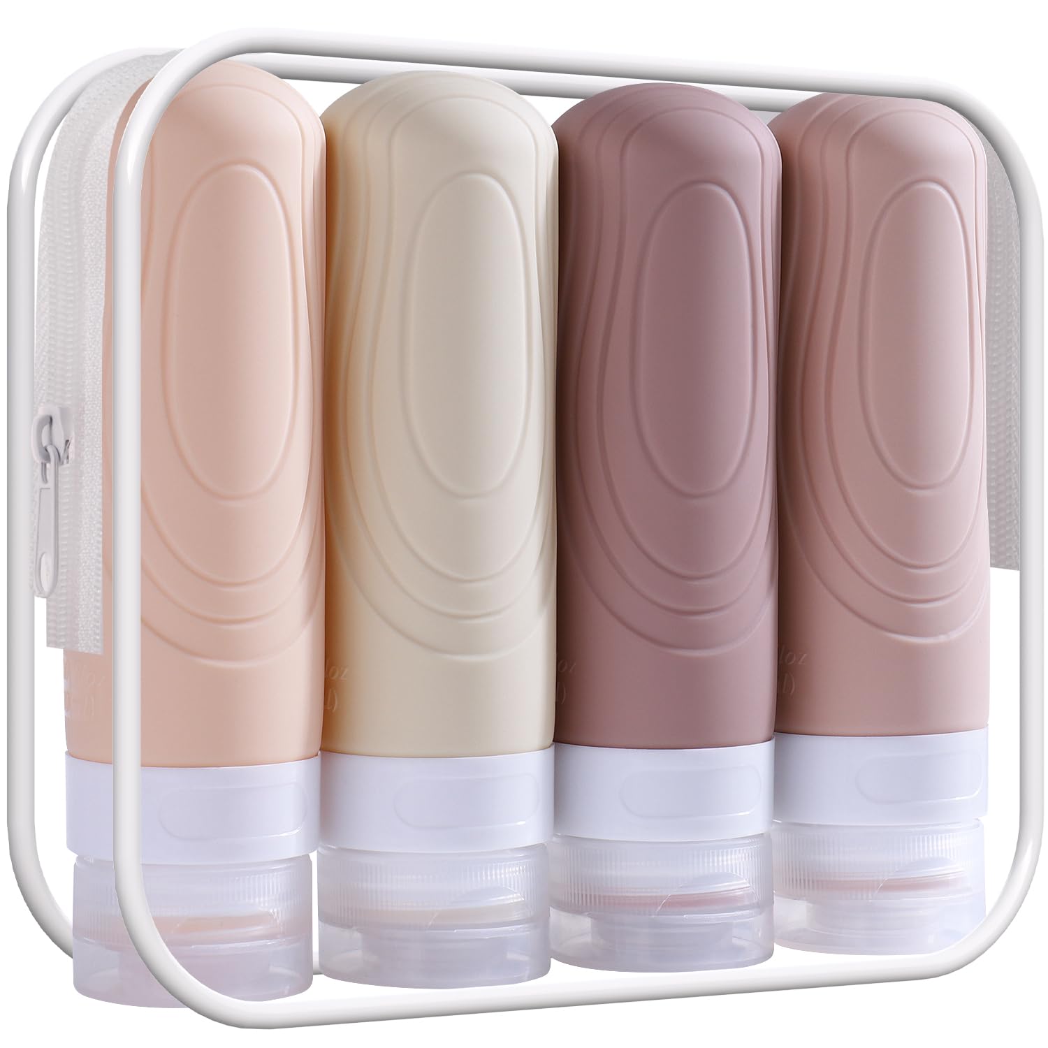 Glamfields Tsa Approved Travel Bottles For Toiletries, 3Oz Size Leak Proof Silicone Containers For Shampoo, Conditioner,Easy To