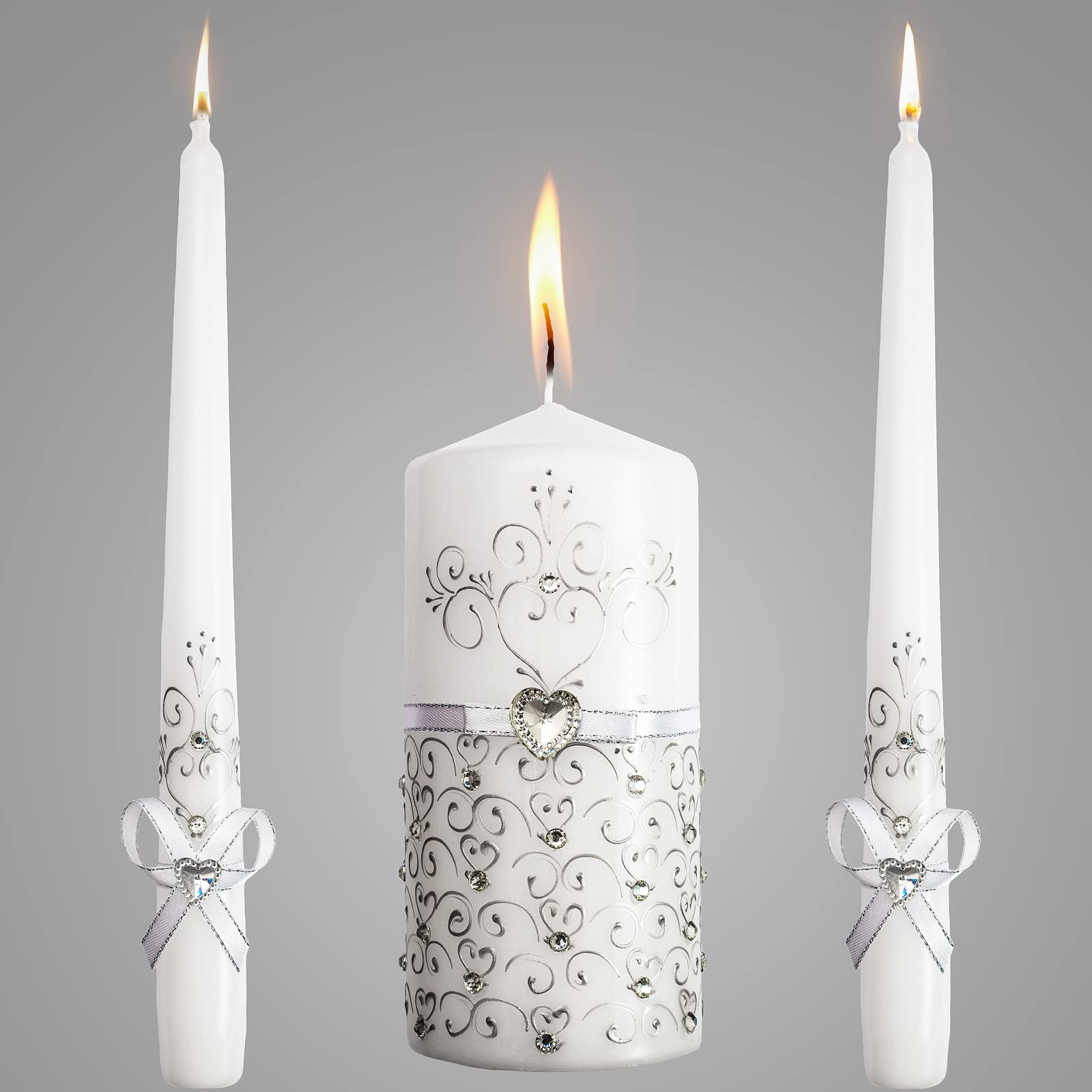 Unity Candles for Wedding Ceremony Set - 3 Pcs 6 Pillar & 2 10 Tapers Candles - Unity Decorative Wedding Candle White Ceremonial