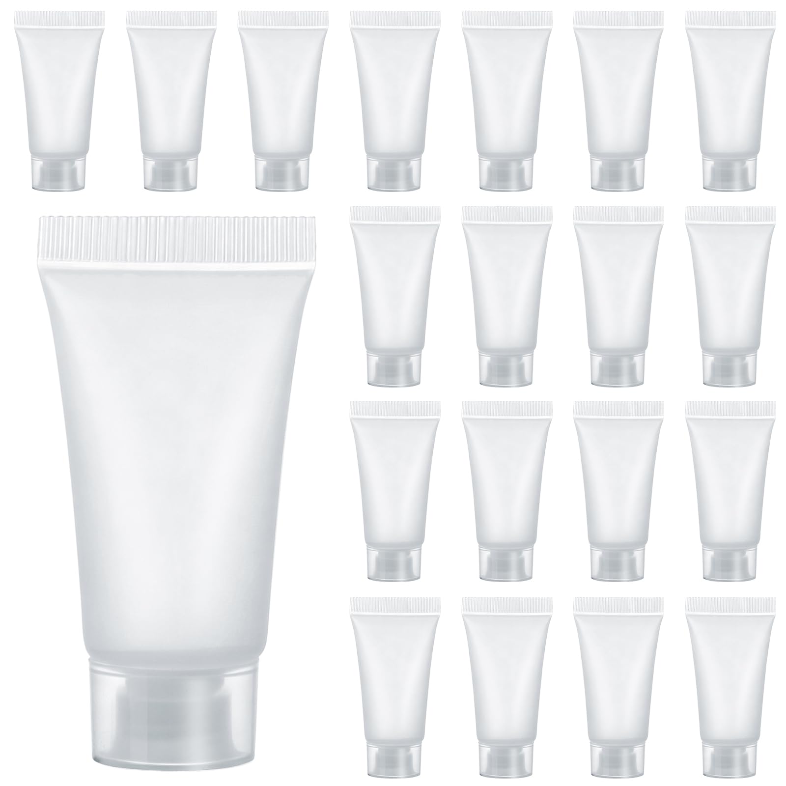 5ml Refillable Empty Tubes Bottles 20 Pcs Squeezable Sample Containers Translucent Surface Travel Sample Bottles for Toothpaste,