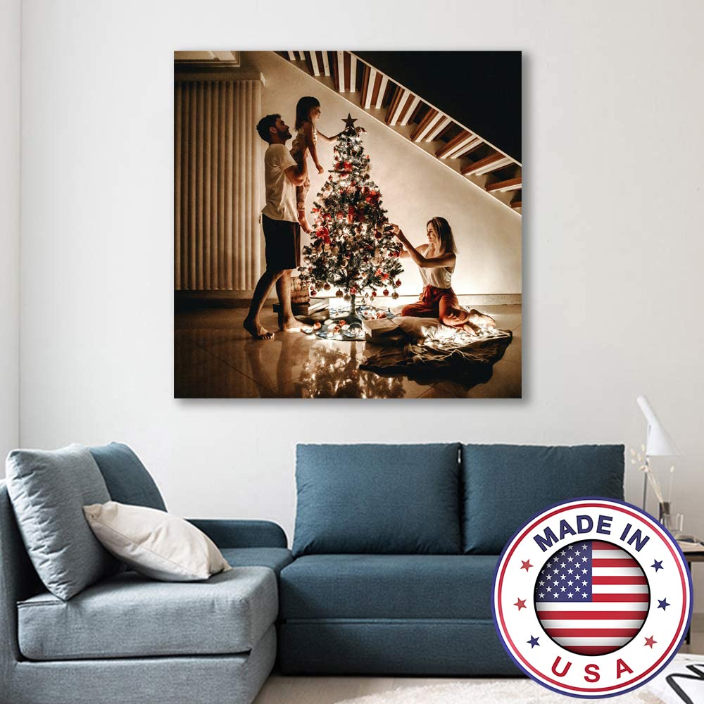 H5Print Custom Canvas Prints Personalized Wall Art With Your Christmas Photos/Pictures Digitally Printed - 24X24Inches