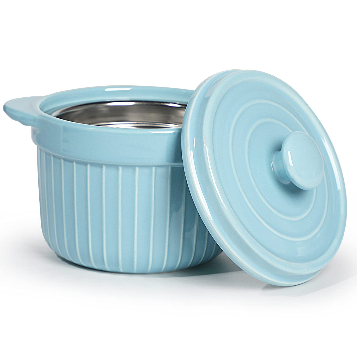 Ceramic Bacon Grease Container Keeper With Strainer, Frying Oil Storage Can , Turquoise