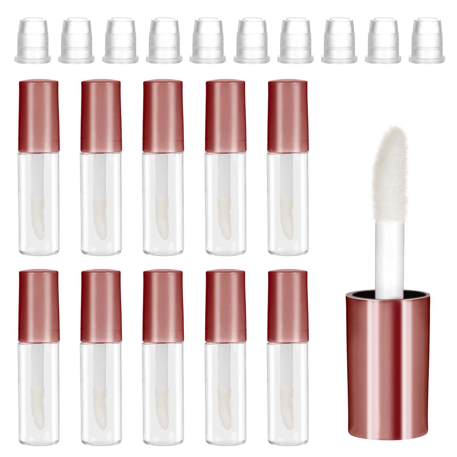 10Pcs Empty Lip Gloss Tubes 1.2Ml Mini Refillable Lip Balm Bottles Makeup Containers Clear Lipstick Cosmetic Bottles With Rubber