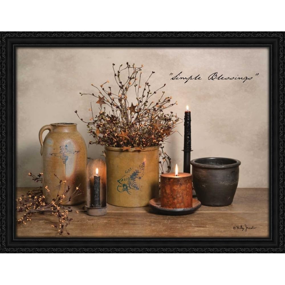 Jacobs, Billy 36X28 Black Ornate Framed Canvas Art Print Titled: Simple Blessings
