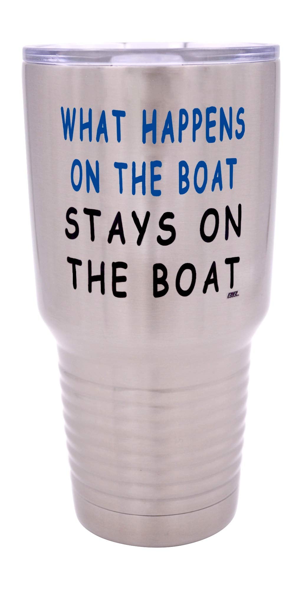 Rogue River Tactical Large Funny Fishing 30 Ounce Travel Tumbler Mug Cup W/Lid What Happens On The Boat Stays On The Boat Fishin