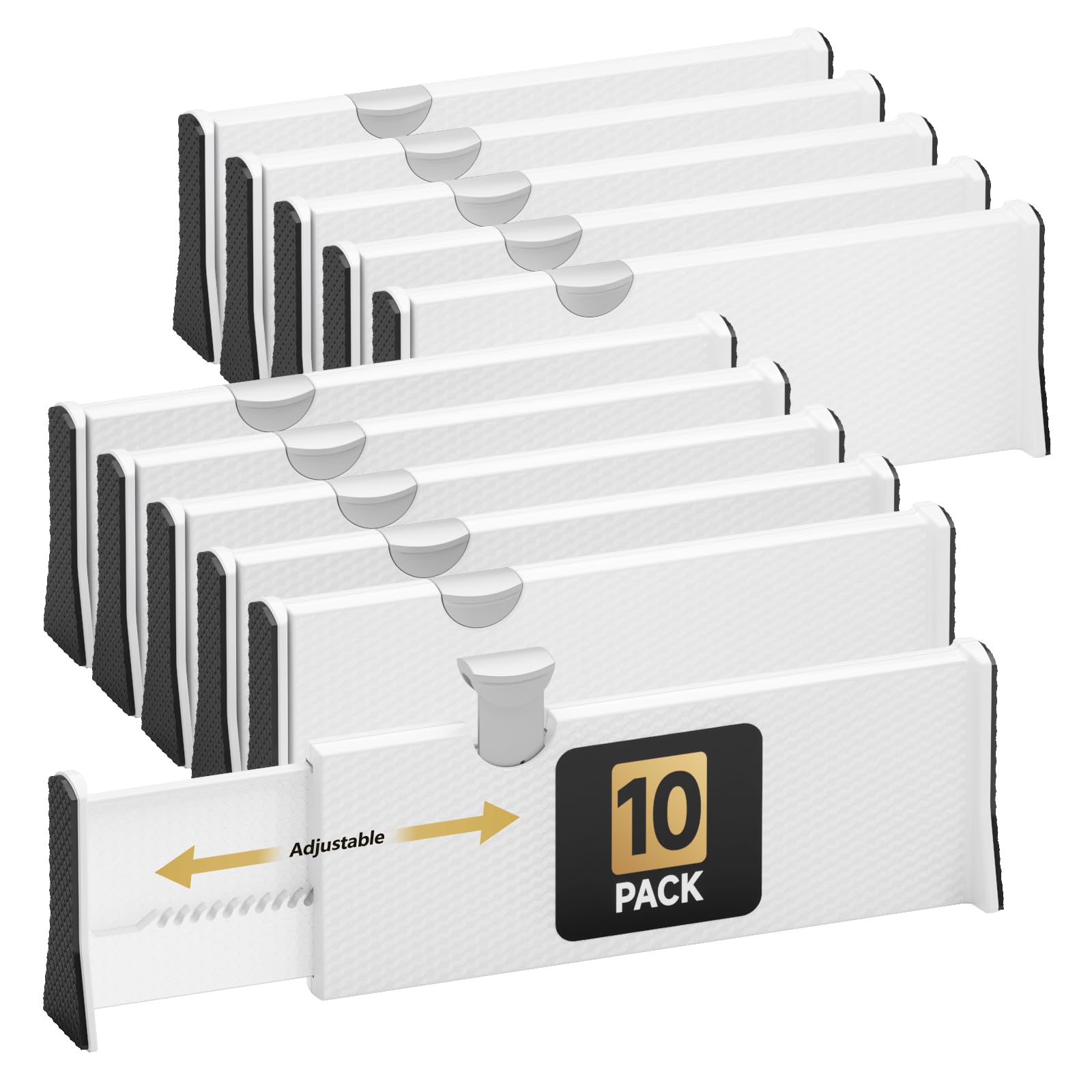 NTQNOIKA Drawer Dividers Organizer 10 Pack, Adjustable Separators 4'' High Expandable from 11-17'' for Bedroom, Bathroom, Closet