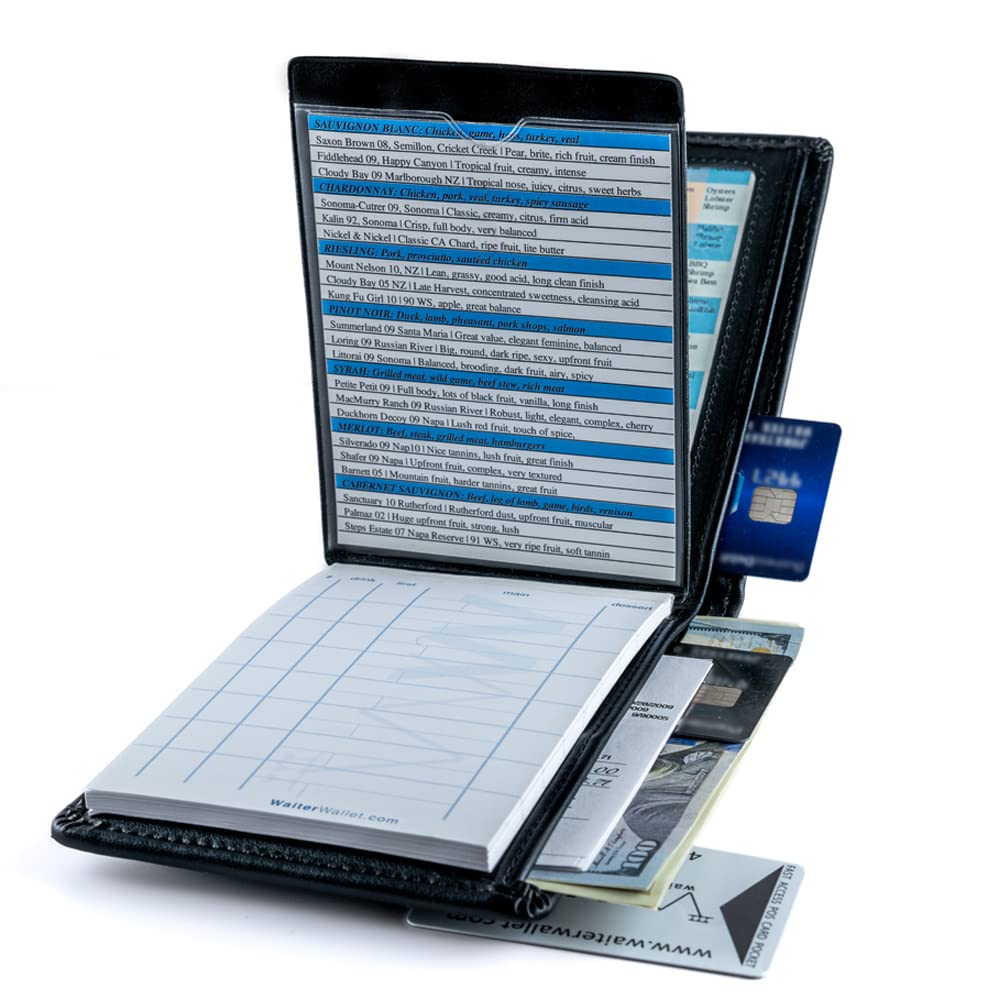 Waiter Wallet Deluxe Server Book Organizer With Clear Pocket Insert And Restaurant Guest Order Pad  Medium Size Fits Apron Pocke