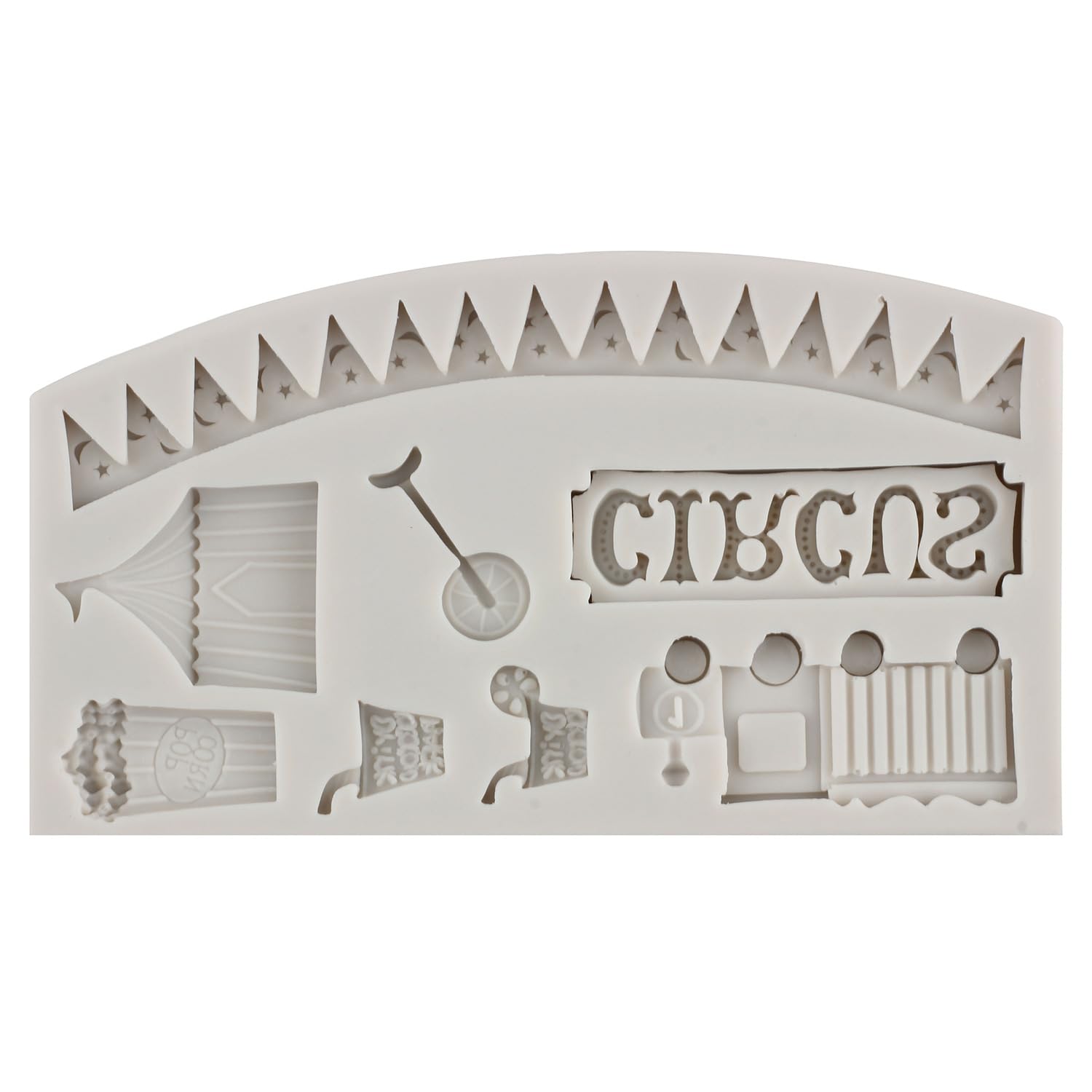 Sijiangmold Circus Fondant Silicone Molds Clown Elephant Chocolate Molds Theater Unicycle Balloon Mold For Cupcake Topper Cake D