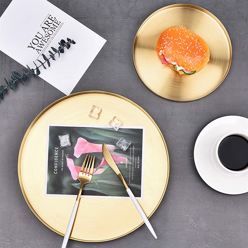 Newcomdigi Gold Tray Decorative, Gold Serving Tray, Brass Tray, Decorative Tray For Jewelry, Makeup, Candle, Toiletry, Kitchen T