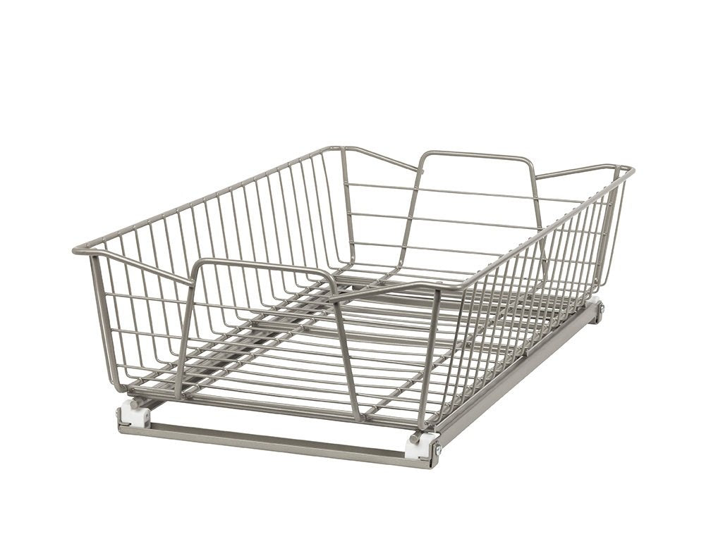 Closetmaid 11 In. Pull Out Cabinet Organizer, Heavy Duty, Slide Out Pantry Shelves Drawers For Kitchen, Bathroom, Nickel